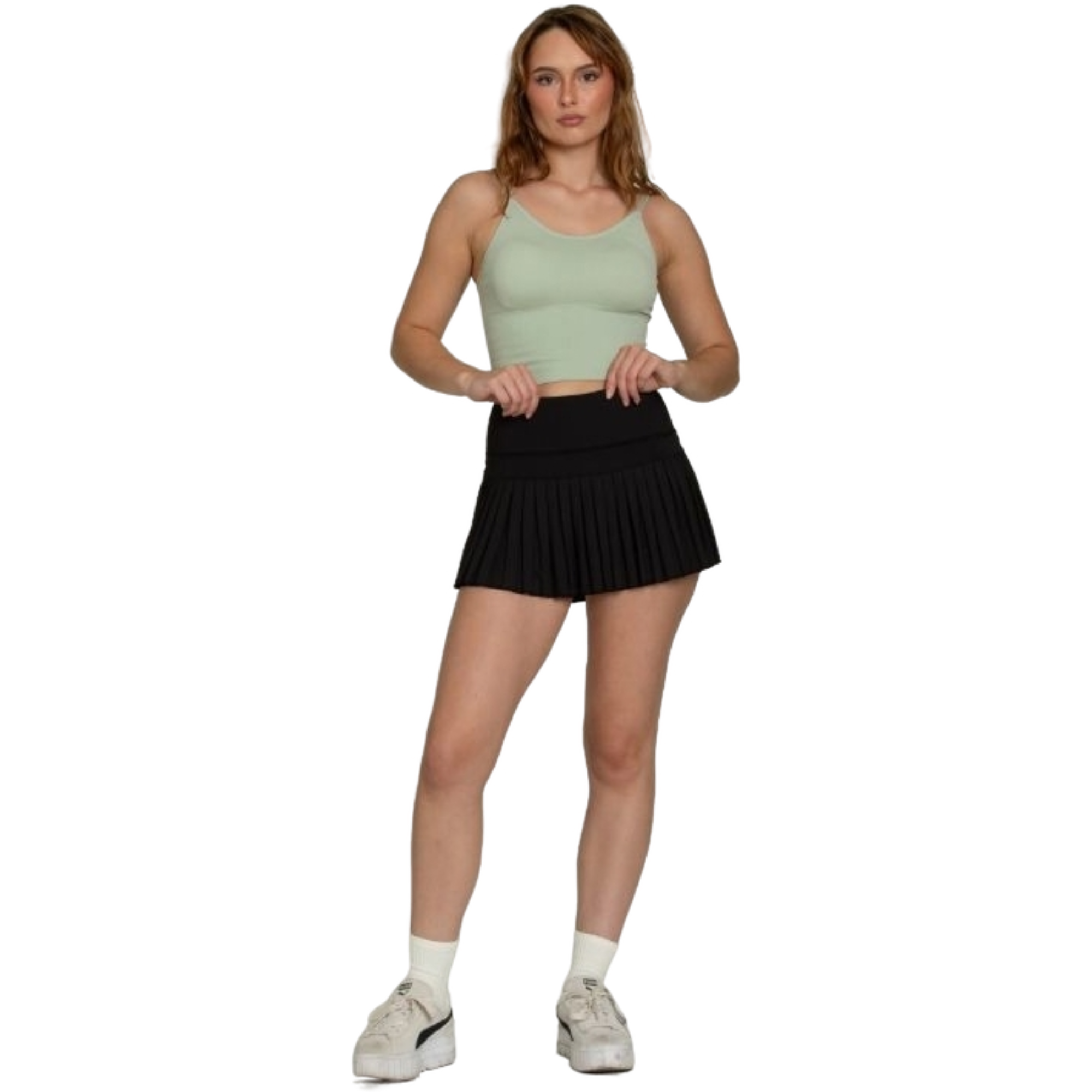 Gold Hinge Women's Pleated Tennis Skort - Black - BLACK Thumbnail View 7