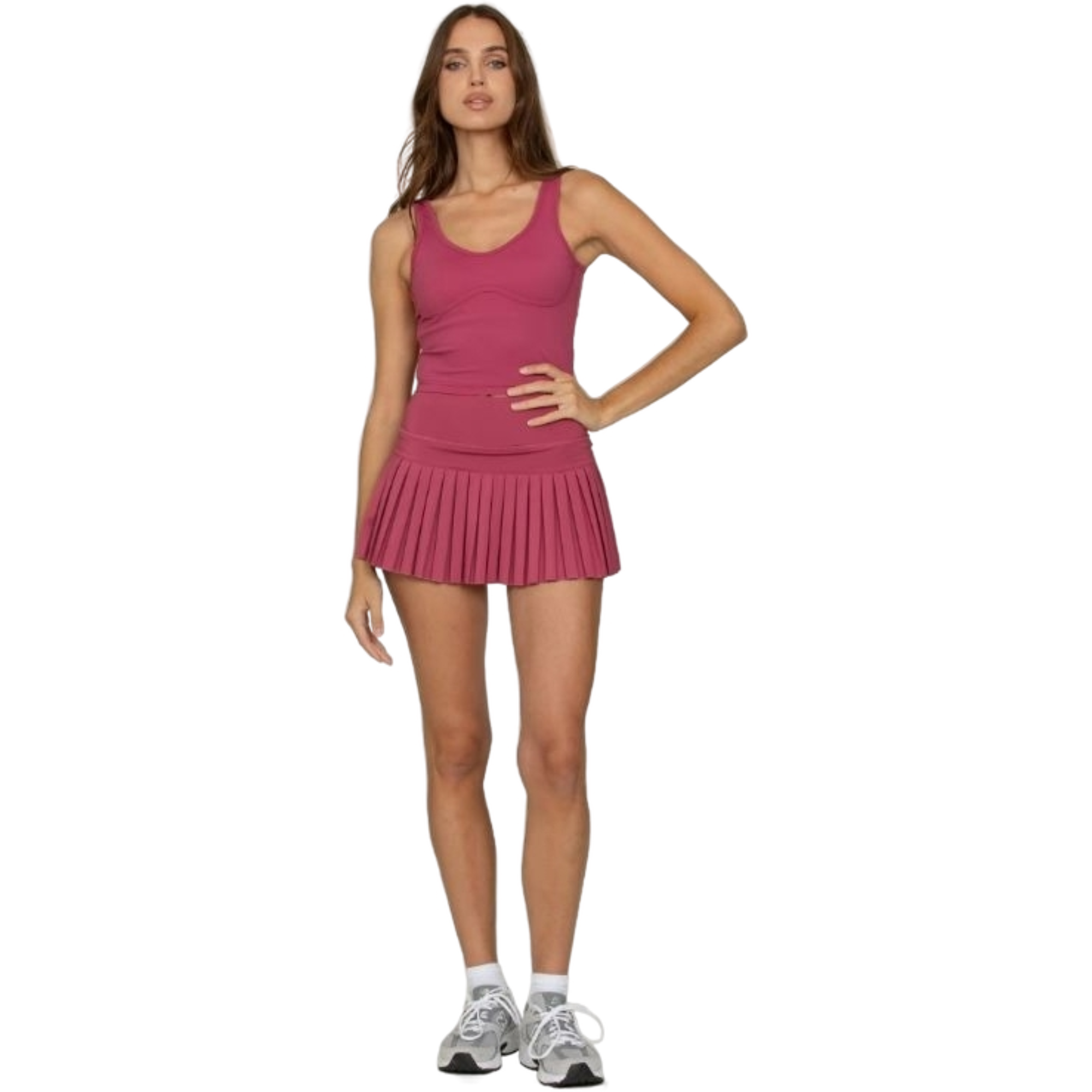 Gold Hinge Women's Pleated Tennis Skort - Raspberry - RASBERRY Thumbnail View 7