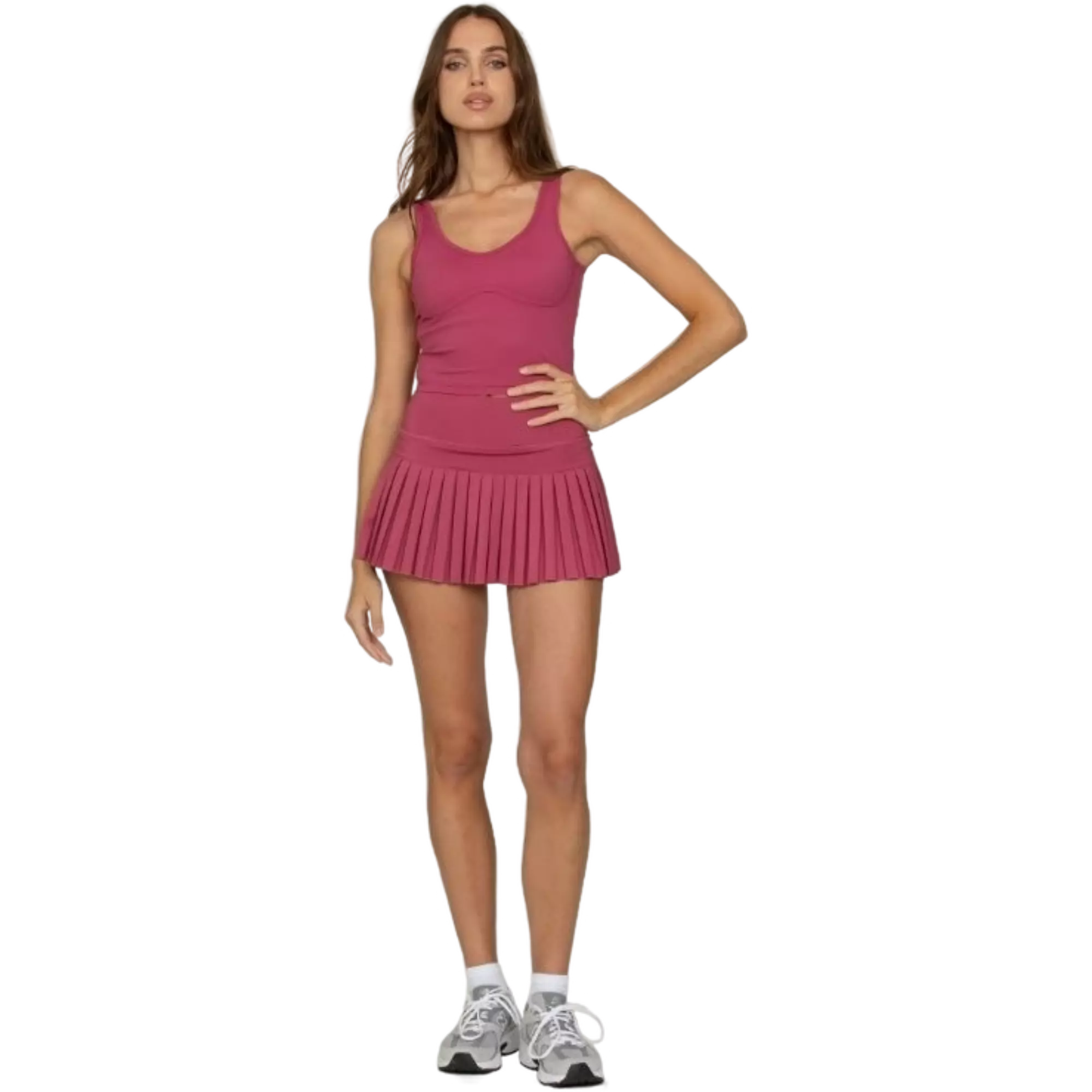 Gold Hinge Women's Pleated Tennis Skort - Raspberry - RASBERRY