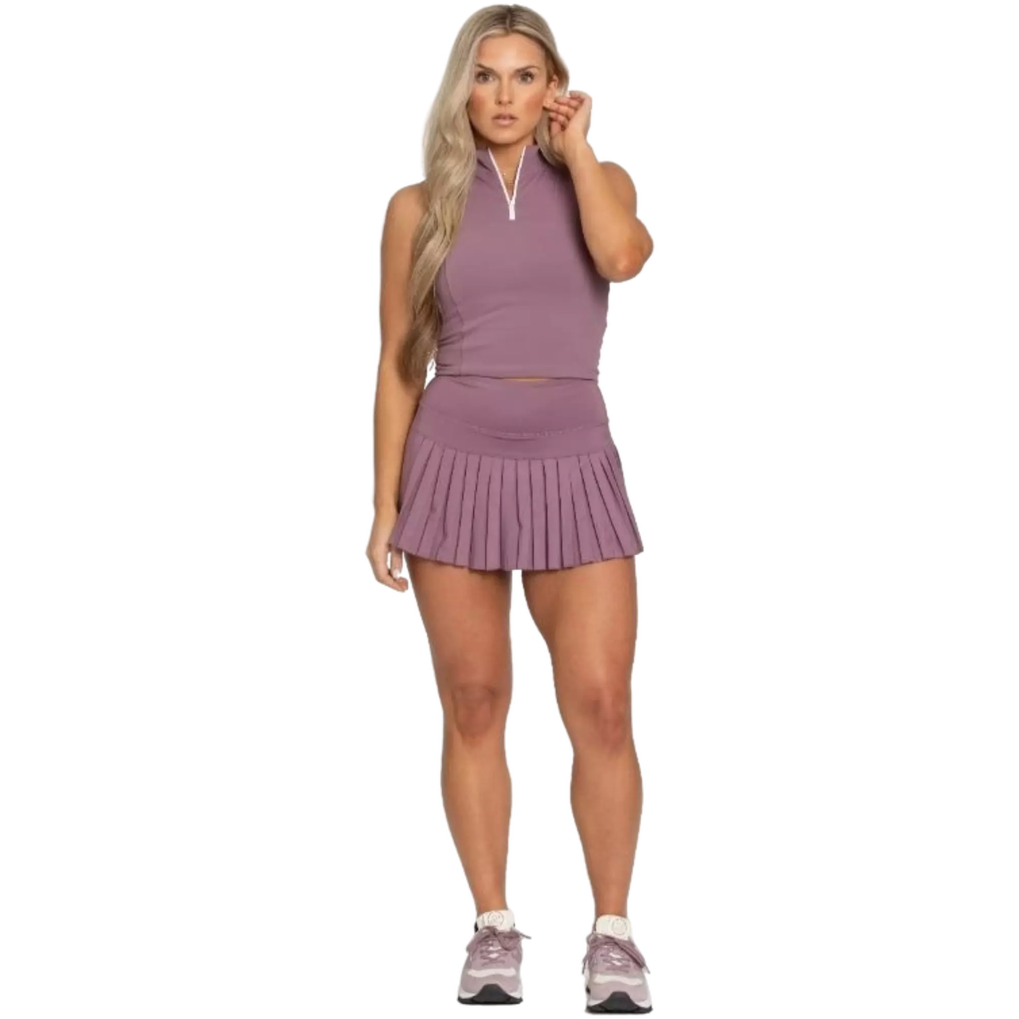Gold Hinge Women's Pleated Tennis Skort - Plum - PLUM