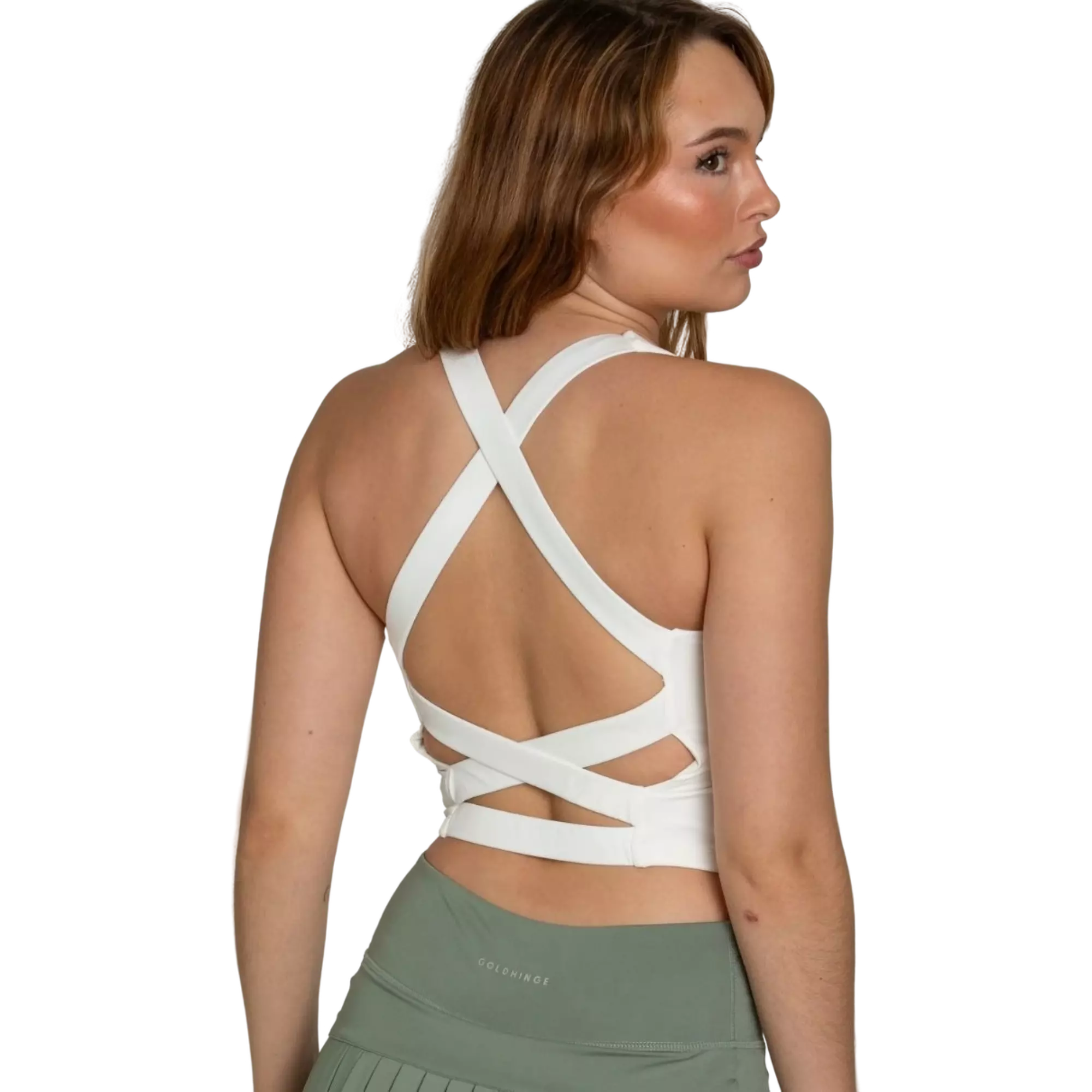 Gold Hinge Women's Criss Cross Tank - White
