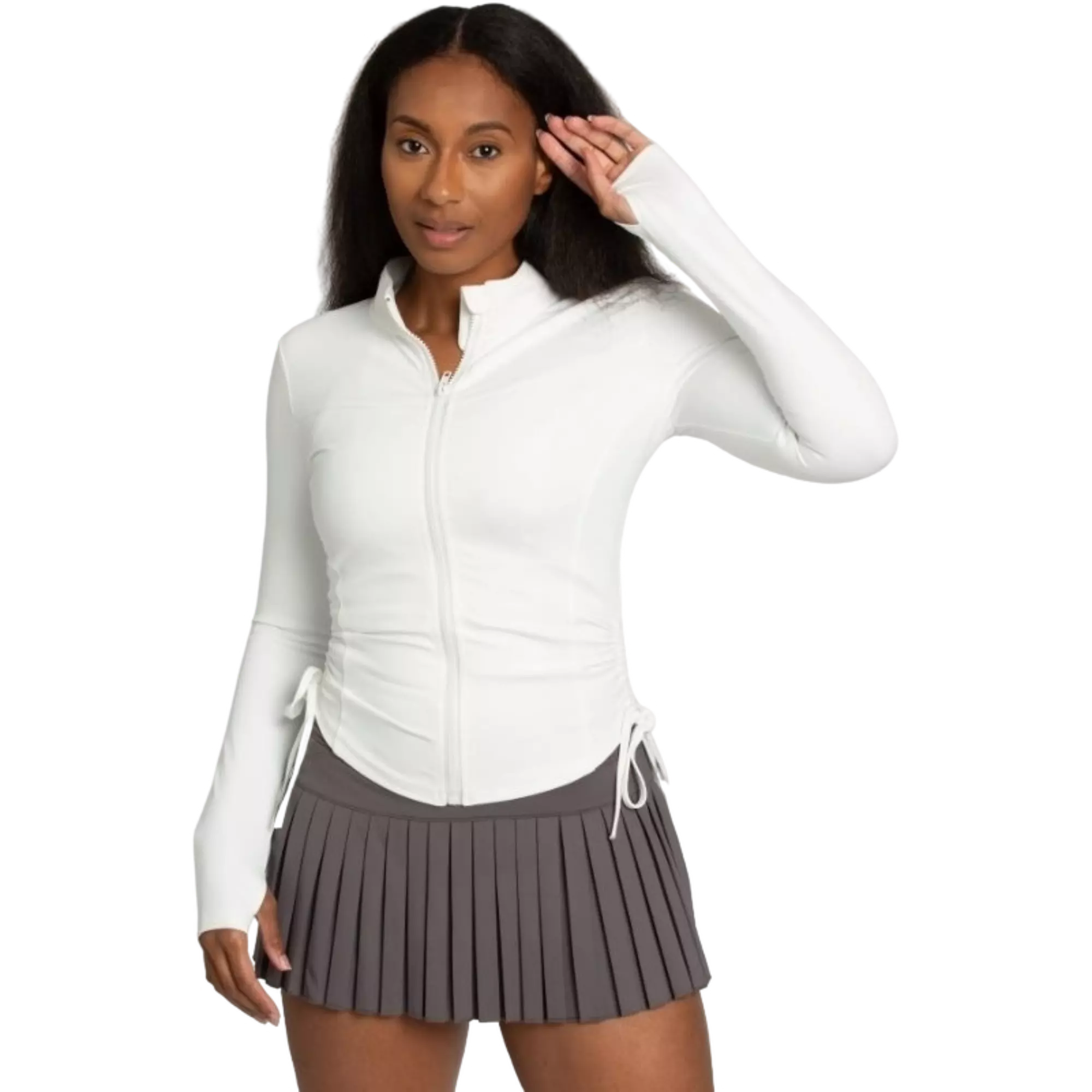 Gold Hinge Women's Side Tie Jacket - White - WHITE