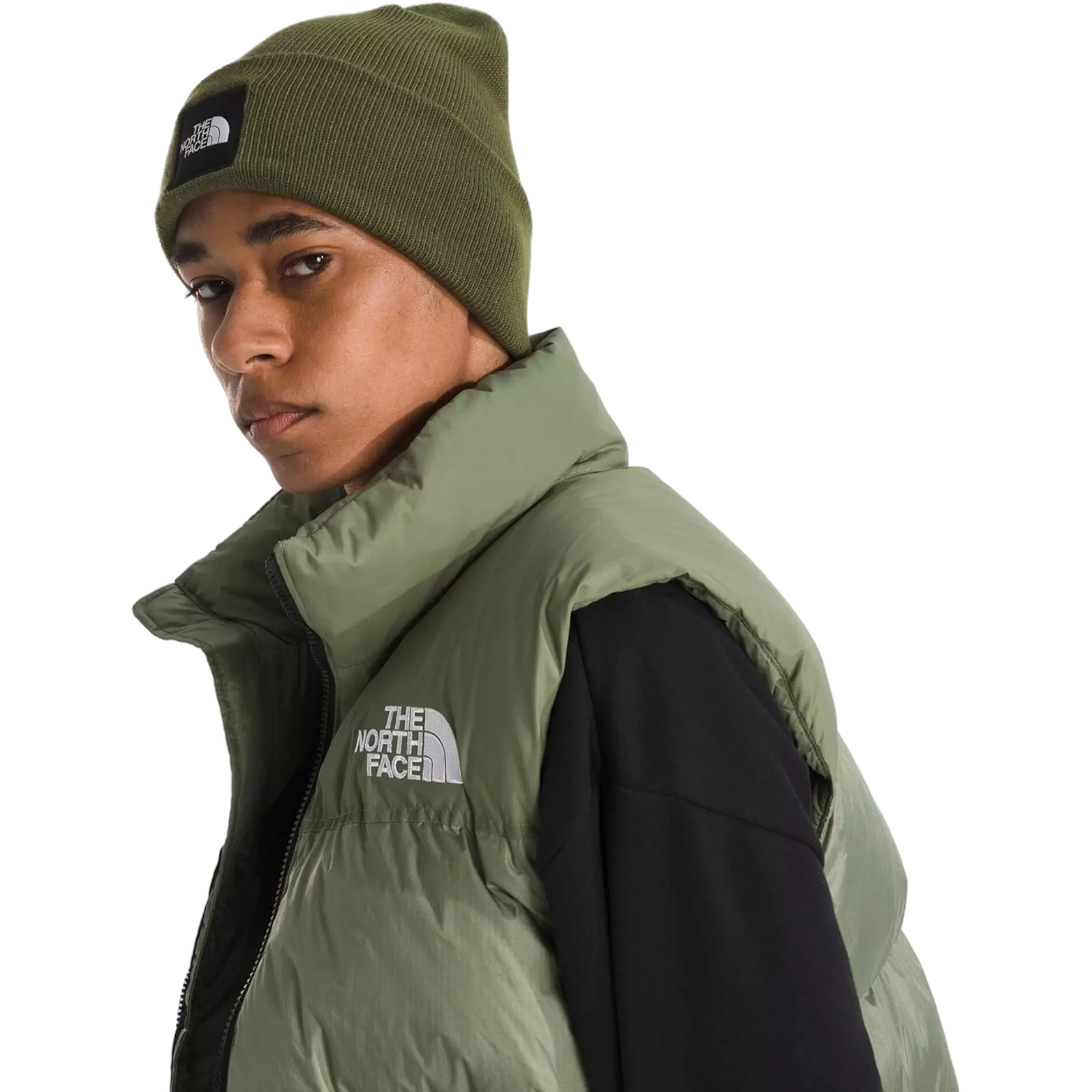 The North Face Logo Box Cuffed Beanie - GREEN