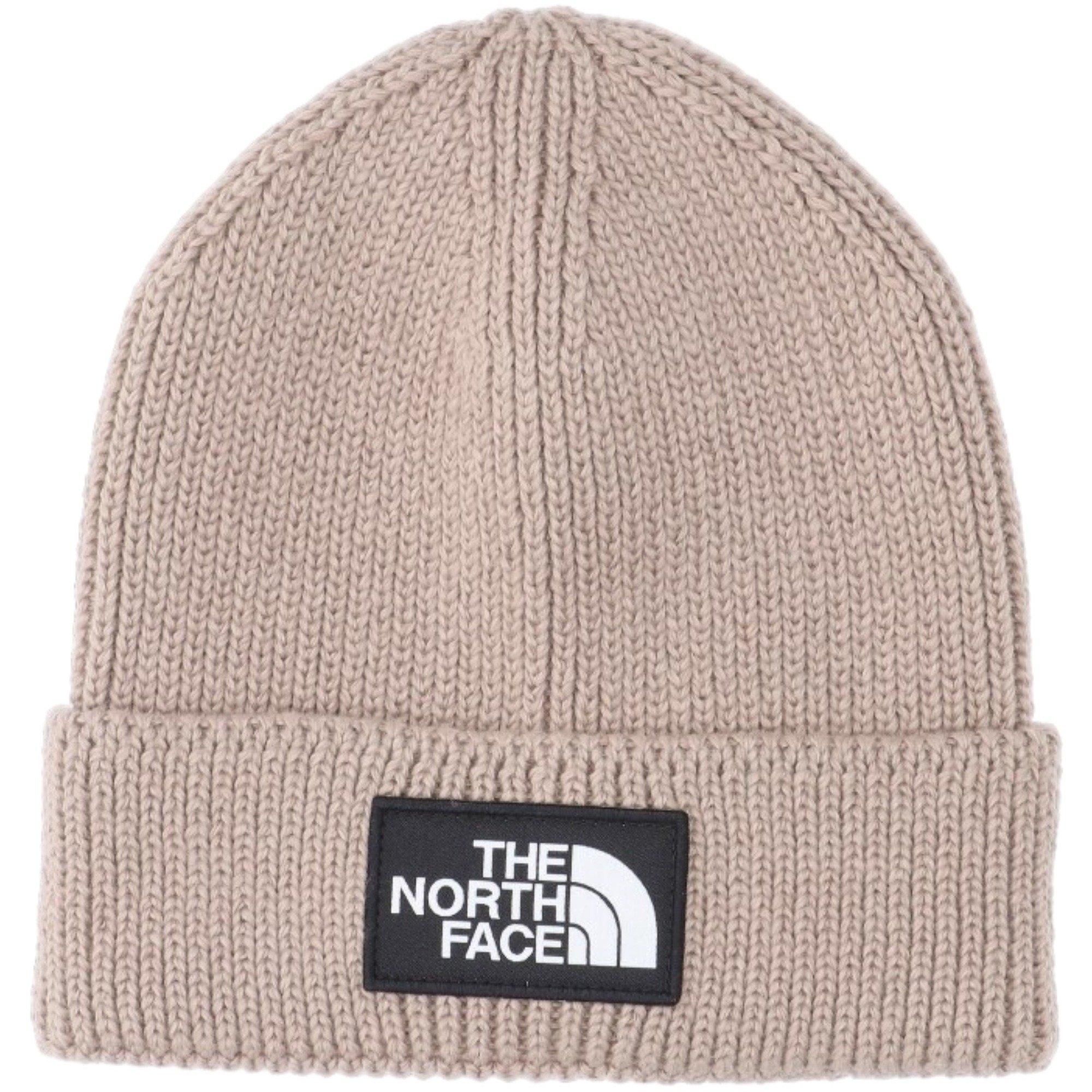 The North Face Logo Box Cuffed Beanie - Mushroom Grey - GREY Thumbnail View 1