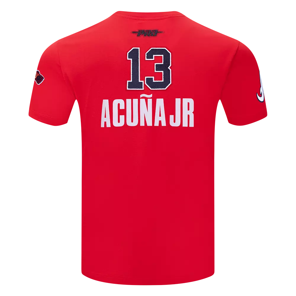 Pro Standard Atlanta Braves Ronald Acuna Jr. Name & Number Short Sleeve Tee-Red - RED