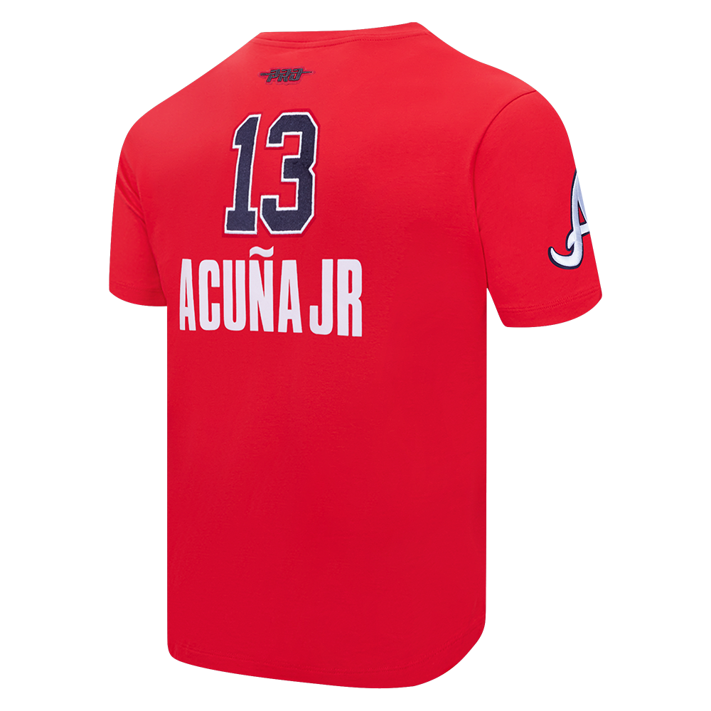 Pro Standard Atlanta Braves Ronald Acuna Jr. Name & Number Short Sleeve Tee-Red - RED Thumbnail View 4