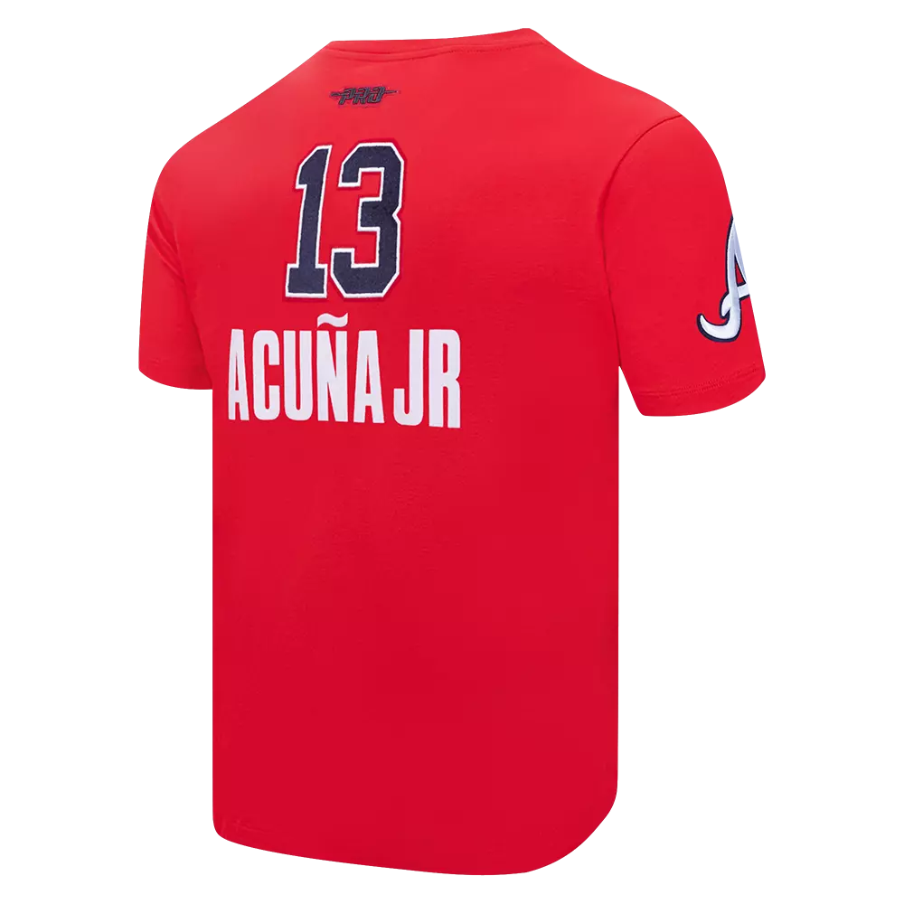 Pro Standard Atlanta Braves Ronald Acuna Jr. Name & Number Short Sleeve Tee-Red - RED
