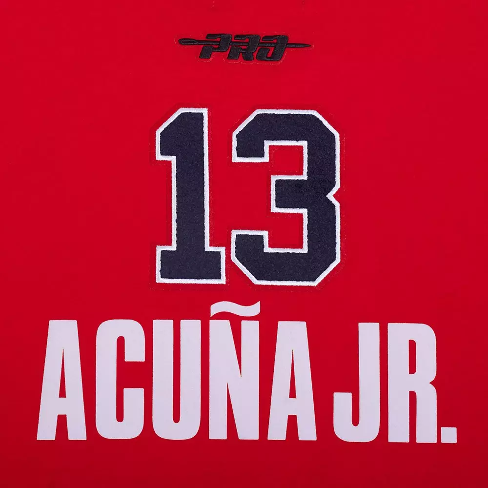 Pro Standard Atlanta Braves Ronald Acuna Jr. Name & Number Short Sleeve Tee-Red - RED