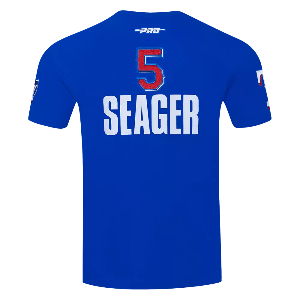 Pro Standard Texas Rangers Corey Seager Name & Number Short Sleeve Tee-Royal - ROYAL