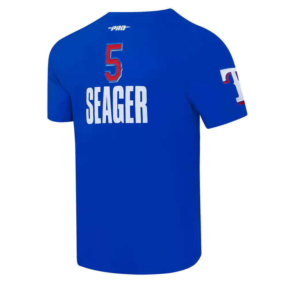 Pro Standard Texas Rangers Corey Seager Name & Number Short Sleeve Tee-Royal - ROYAL