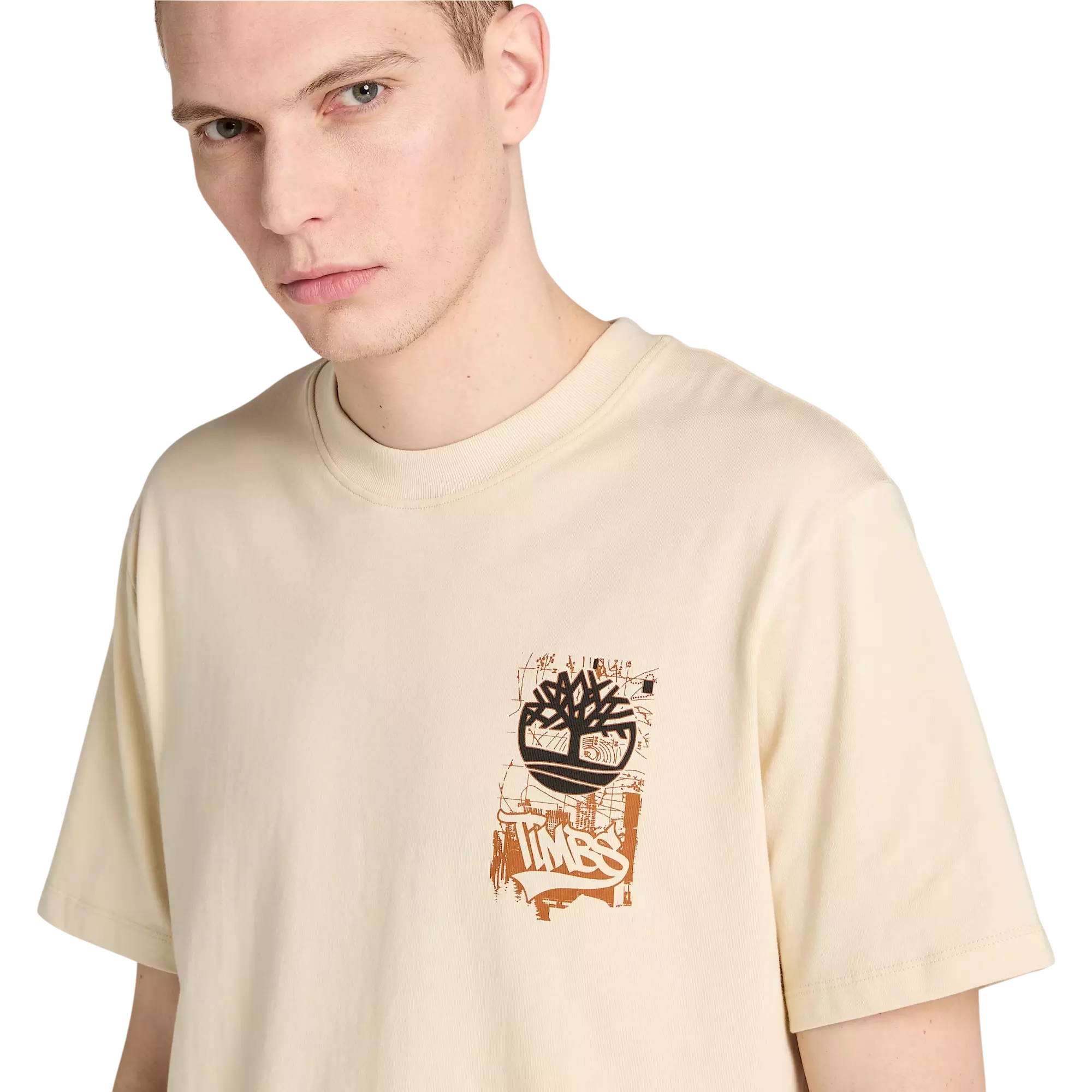Timberland Men's Brand Carrier Slogan Back Graphic Tee - OFF-WHITE