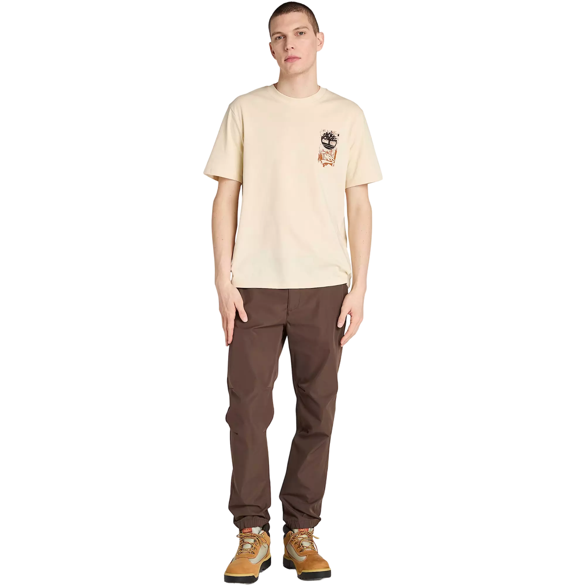 Timberland Men's Brand Carrier Slogan Back Graphic Tee - OFF-WHITE