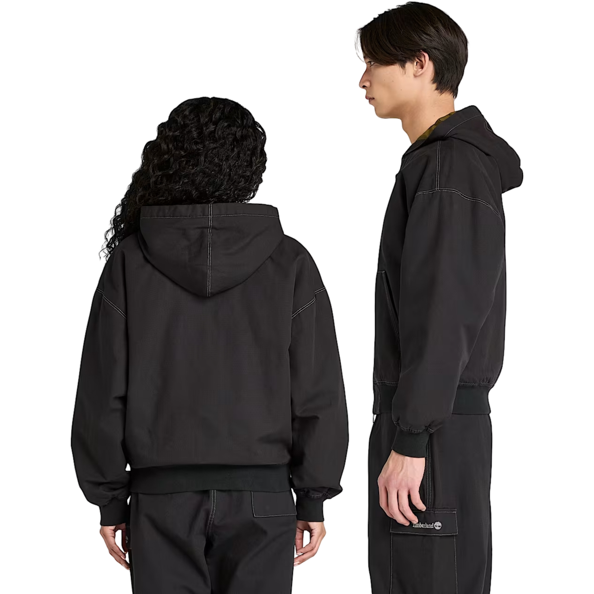 Timberland Unisex Washed Duck Canvas Hooded Jacket - BLACK Thumbnail View 2