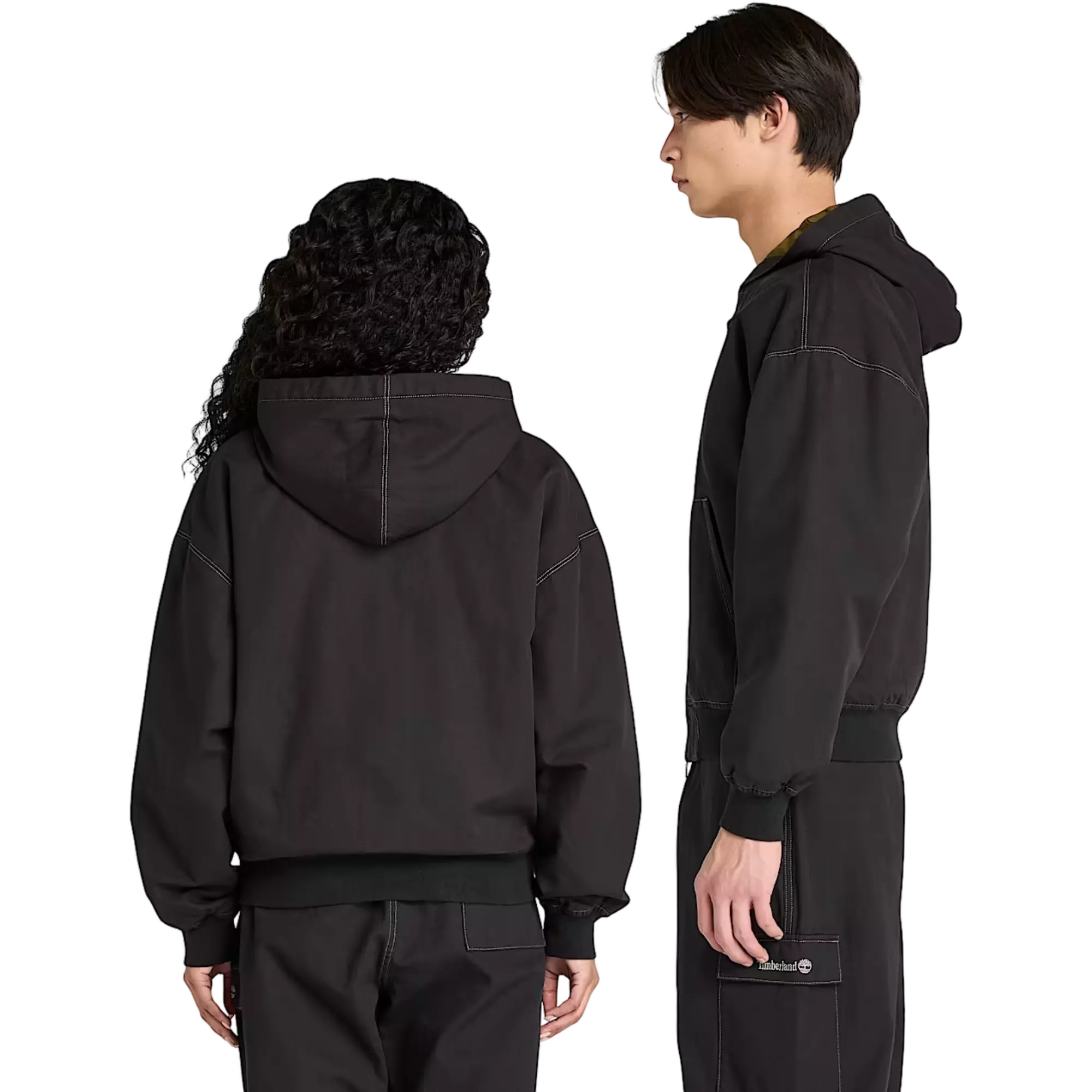 Timberland Unisex Washed Duck Canvas Hooded Jacket - BLACK