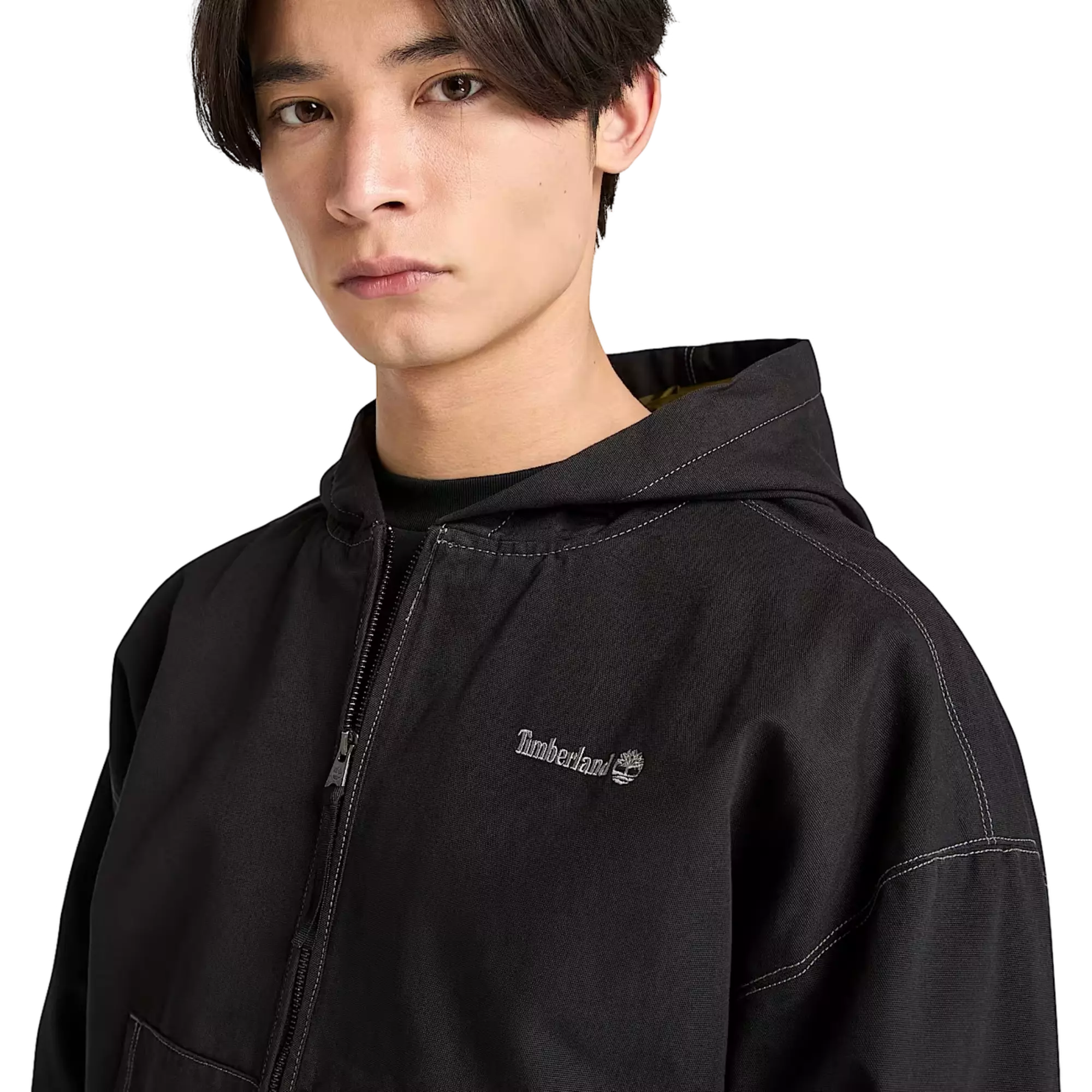 Timberland Unisex Washed Duck Canvas Hooded Jacket - BLACK
