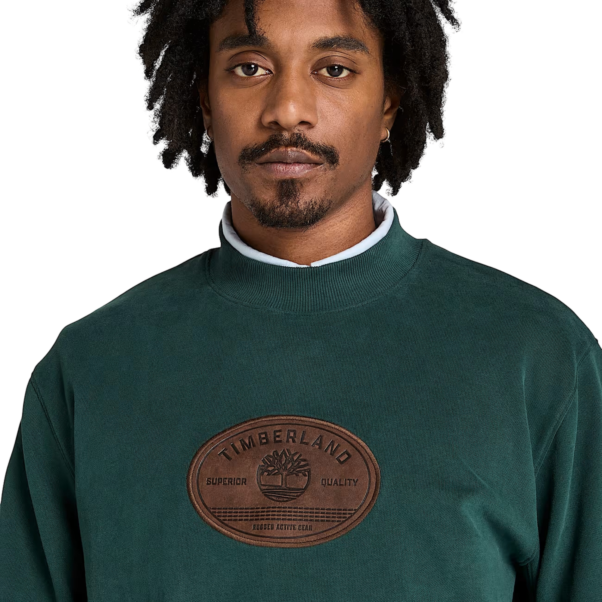 Timberland Men's Leather Badge Crew Sweatshirt - GREEN Thumbnail View 3