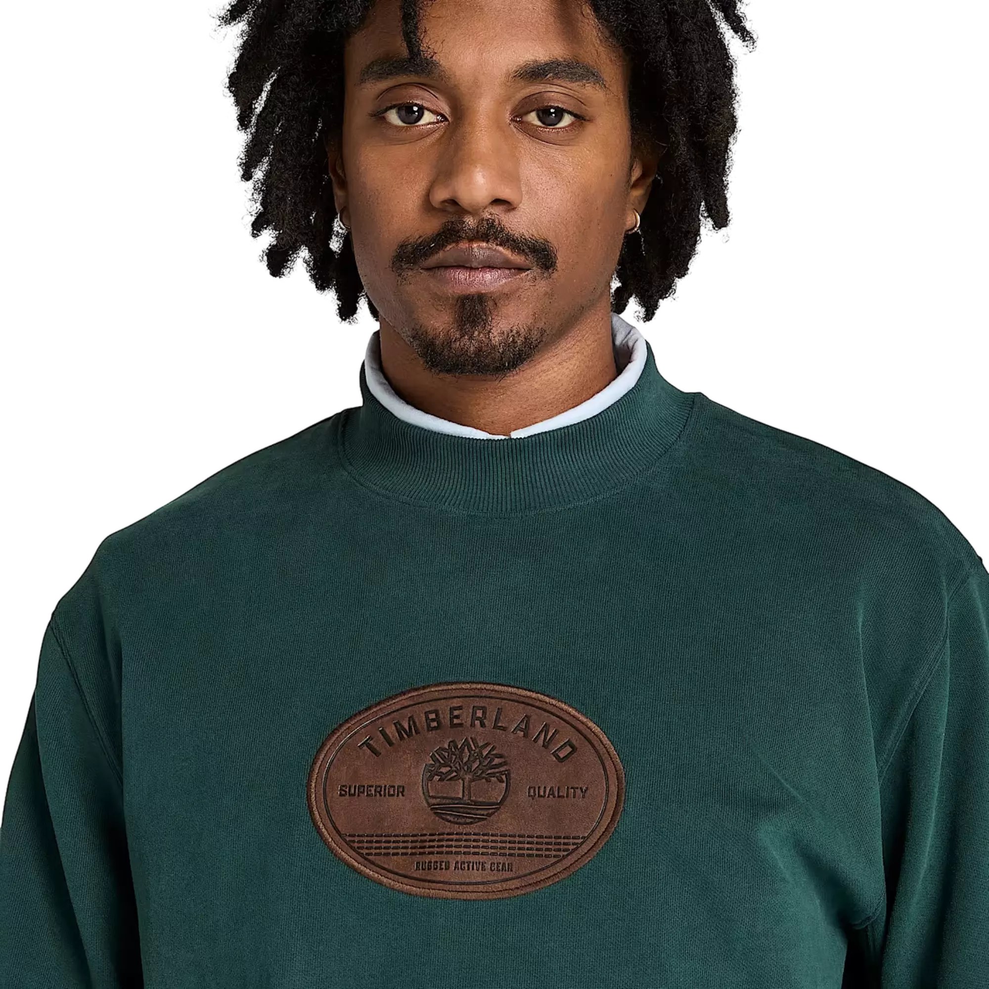 Timberland Men's Leather Badge Crew Sweatshirt - GREEN