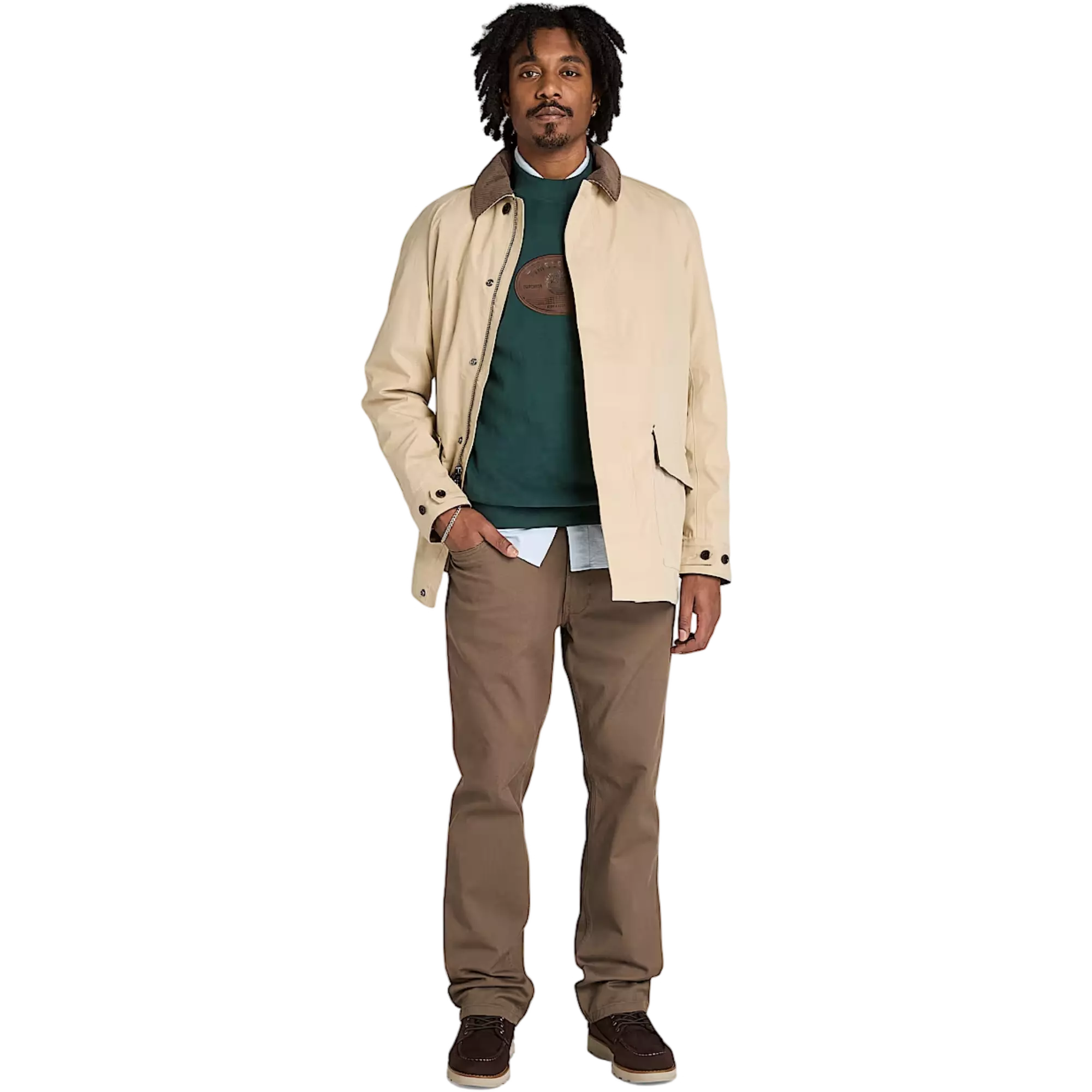 Timberland Men's Leather Badge Crew Sweatshirt - GREEN