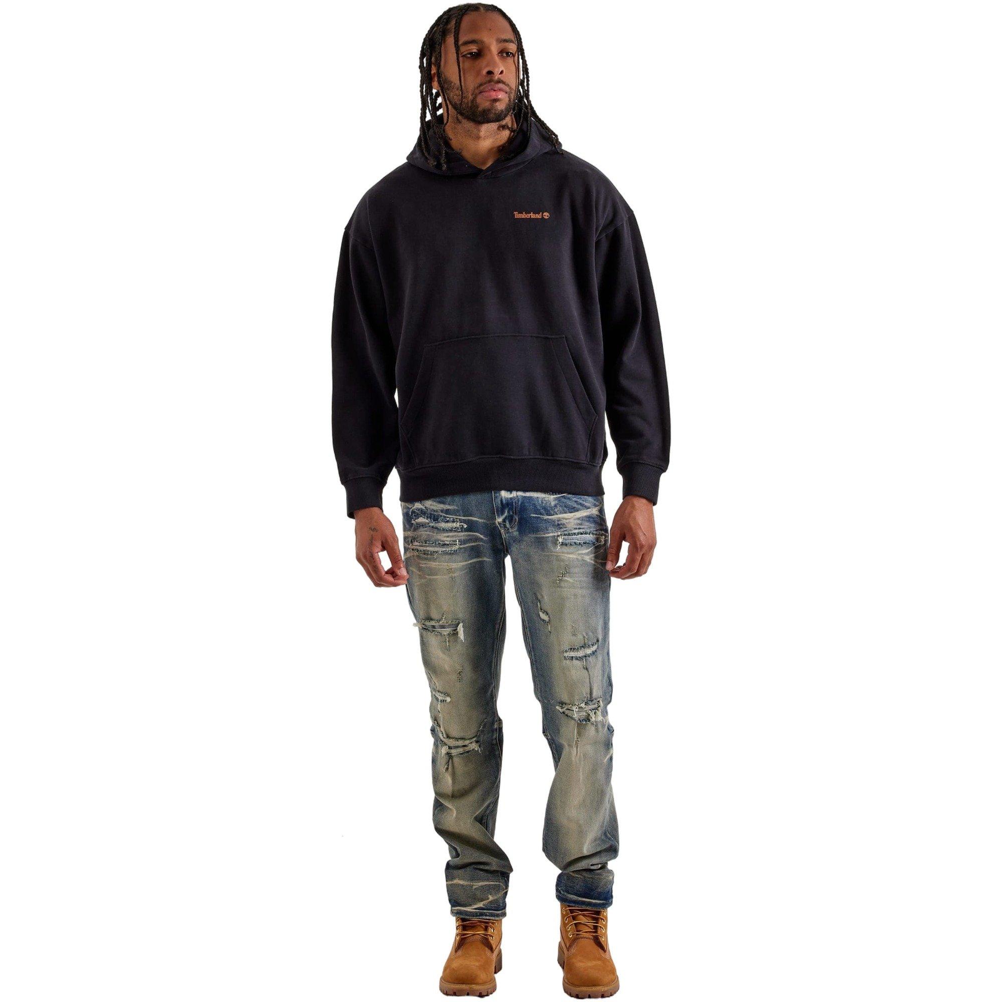 Timberland Men's Footprint Pullover Hoodie - BLACK Thumbnail View 4