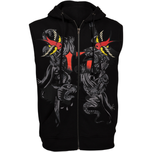 Ed Hardy Men's Swallows Fleece Cut Off Hoodie - Black