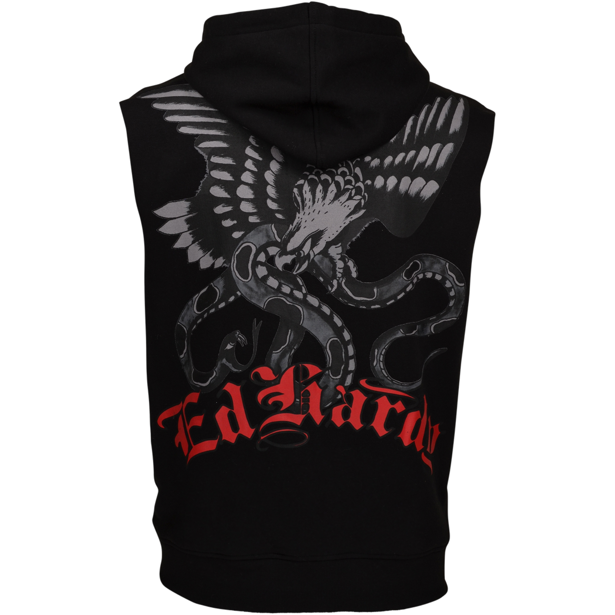 Ed Hardy Men's Swallows Fleece Cut Off Hoodie - Black - BLACK Thumbnail View 2