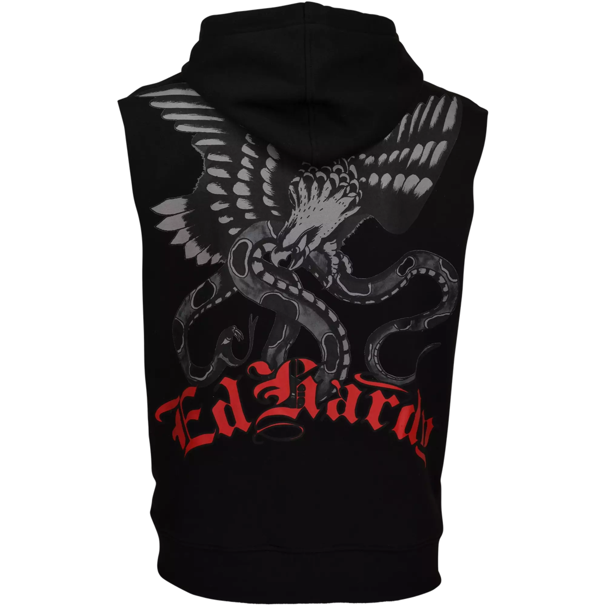 Ed Hardy Men's Swallows Fleece Cut Off Hoodie - Black