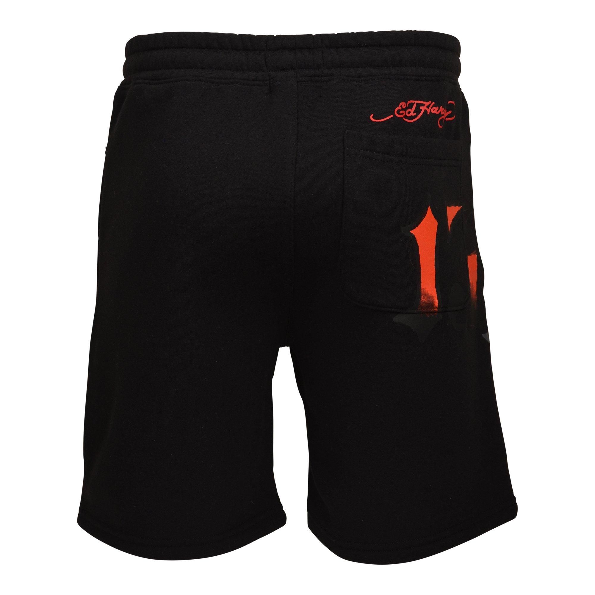 Ed Hardy Men's Swallows Fleece Shorts - Black - BLACK Thumbnail View 2