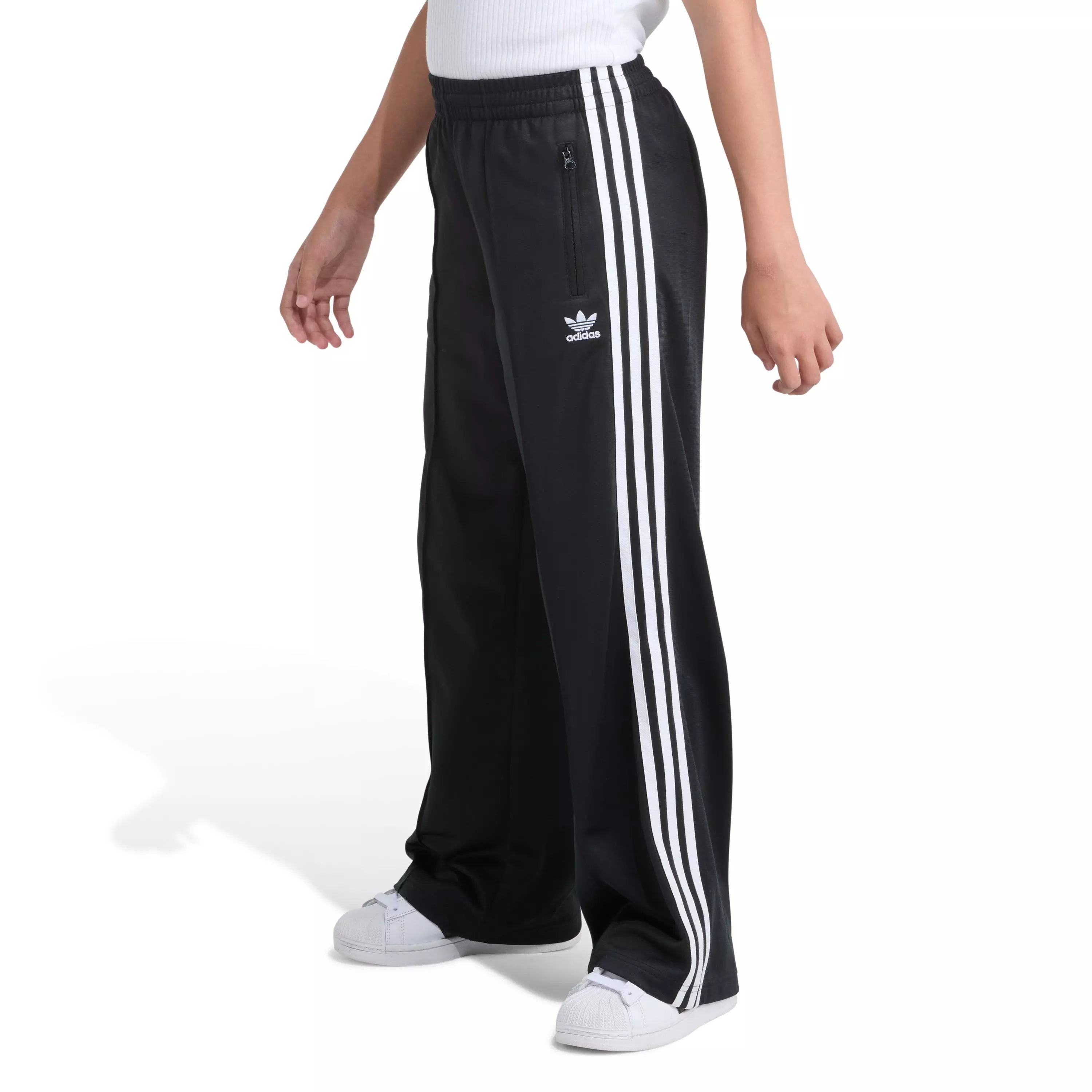 adidas Big Girls' Wide Leg Firebird Pants - Black - BLACK