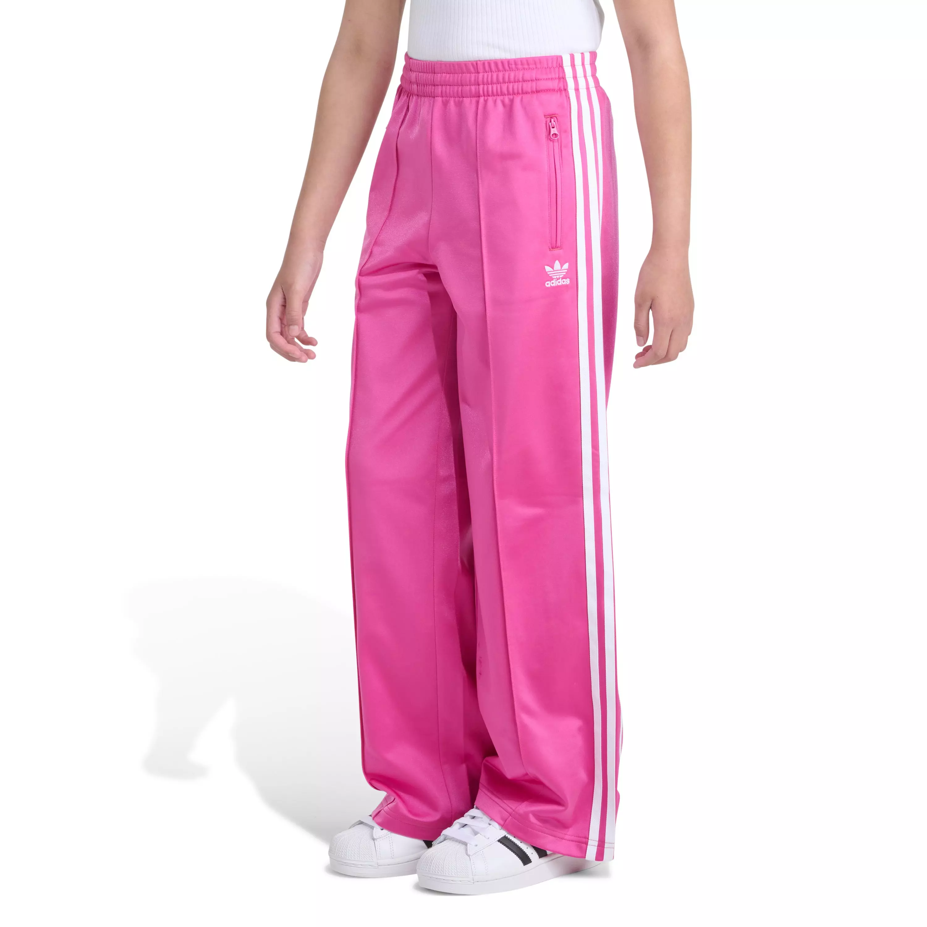 adidas Big Girls' Wide Leg Firebird Pants - Pink Fusion - PINK