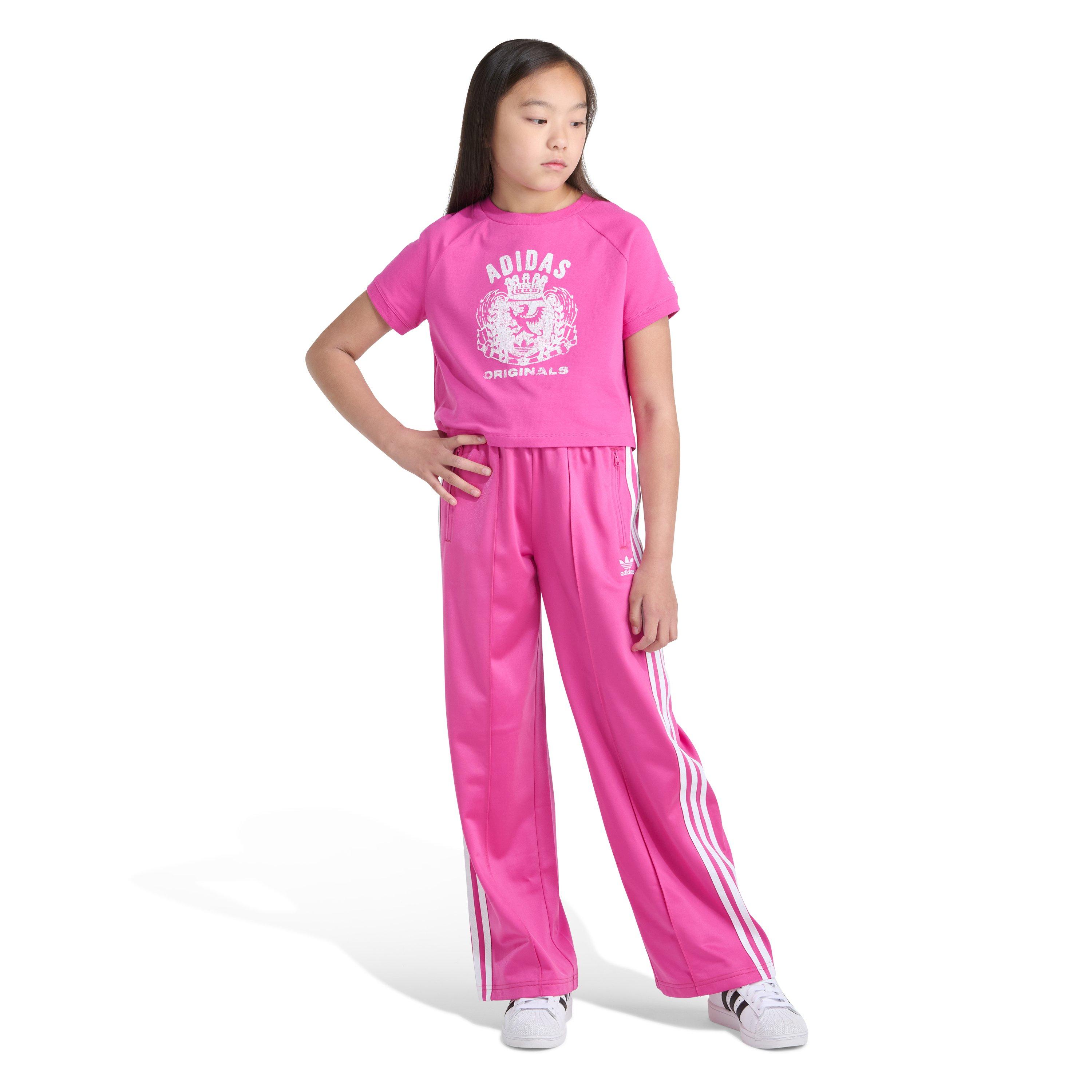 adidas Wide Leg Firebird Big Girls' Pink Fusion Pants