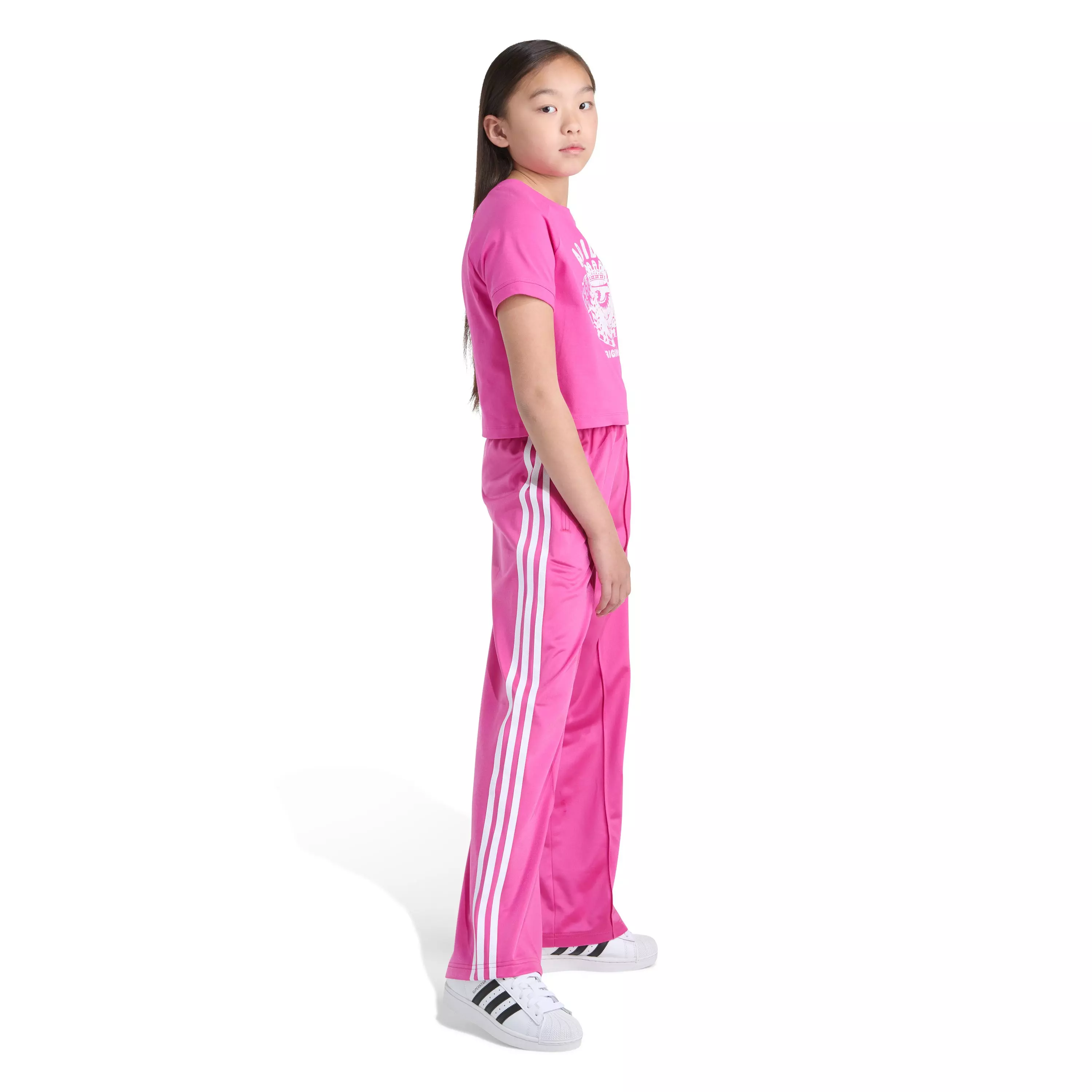 adidas Big Girls' Wide Leg Firebird Pants - Pink Fusion - PINK