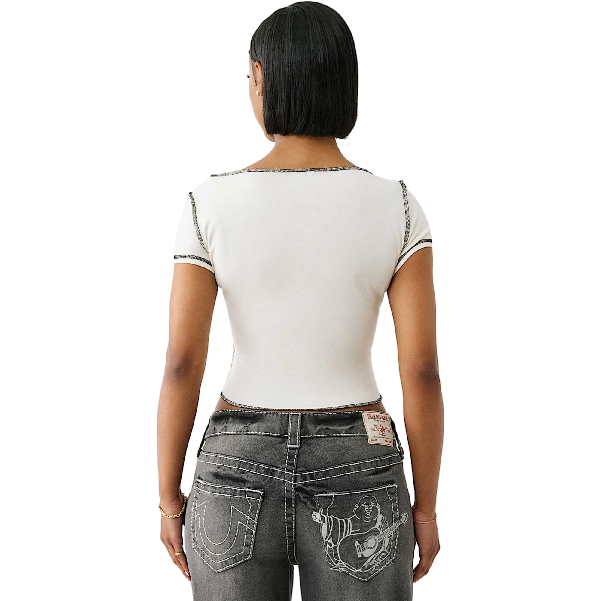 True Religion Women's Vintage Slash Tee - SAIL Thumbnail View 2