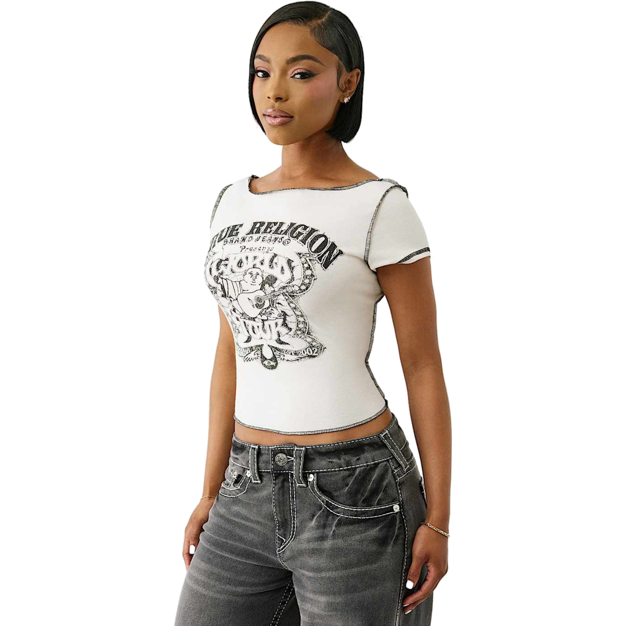 True Religion Women's Vintage Slash Tee - SAIL Thumbnail View 3