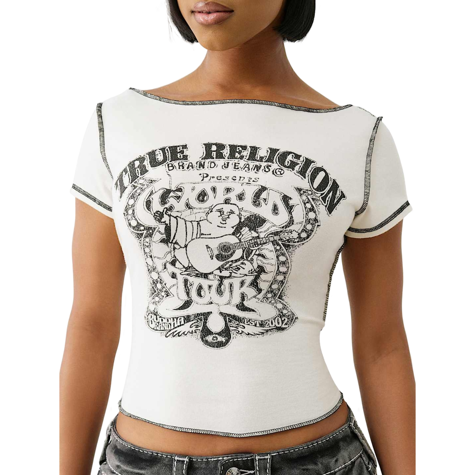 True Religion Women's Vintage Slash Tee - SAIL Thumbnail View 4
