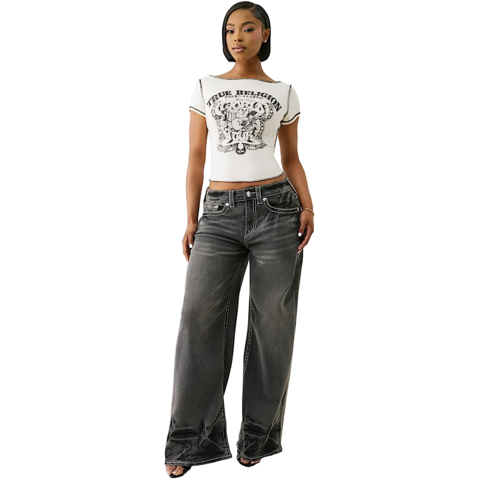 True Religion Women's Vintage Slash Tee - SAIL Thumbnail View 5