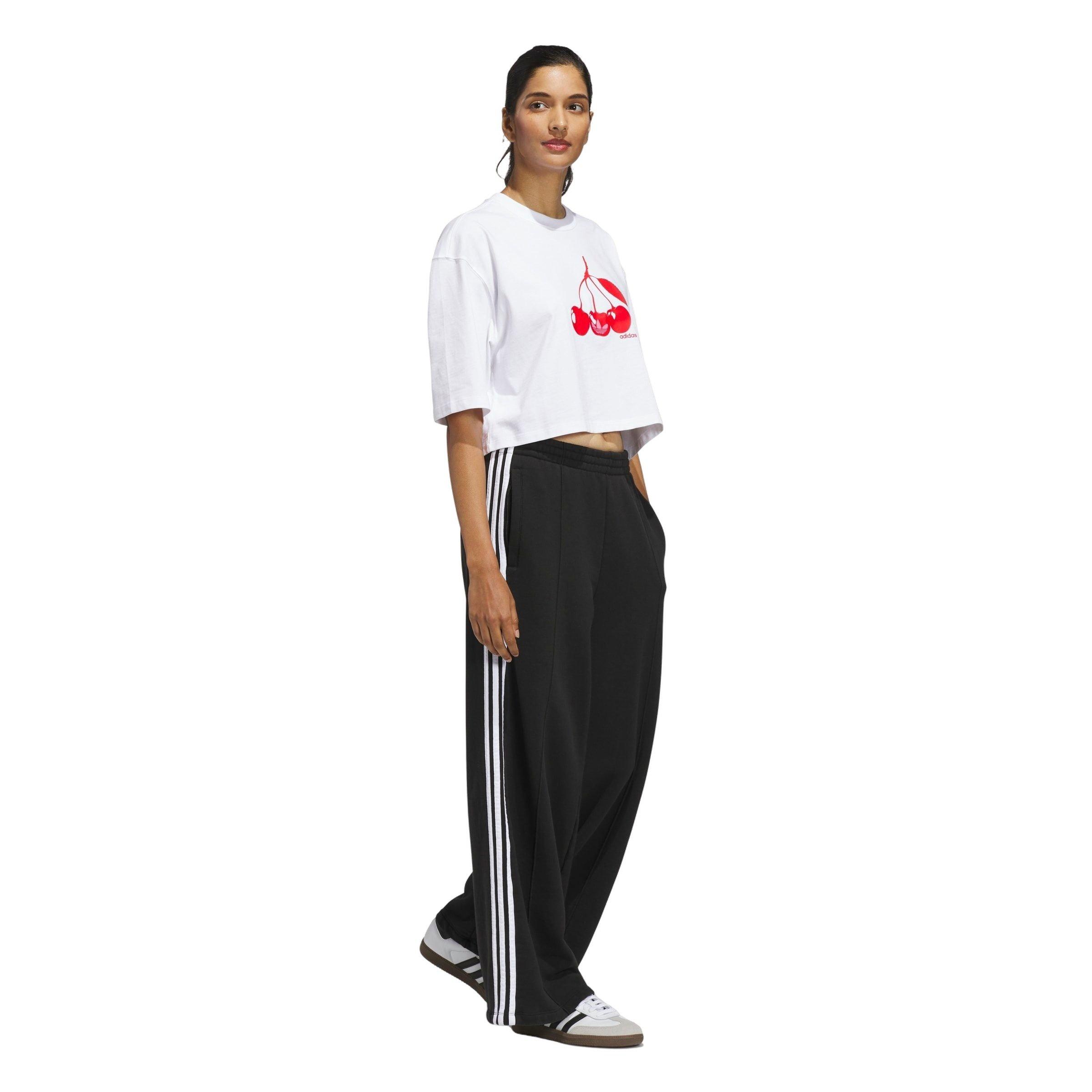 adidas Women's Cropped Cherry Tee - White - WHITE Thumbnail View 5