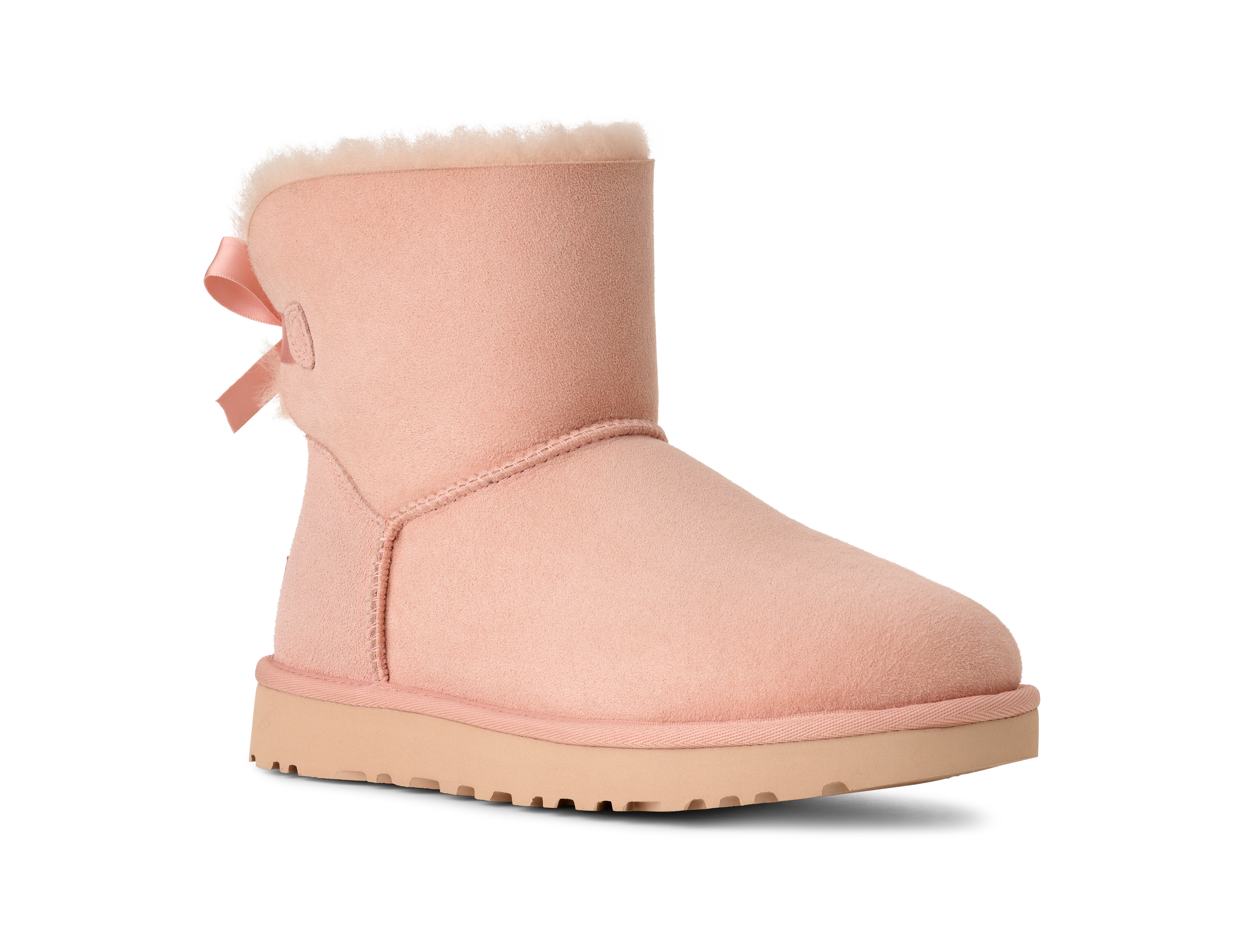 UGG Mini Bailey Bow II "Beige Blush" Women's Boot - LT PINK Thumbnail View 3
