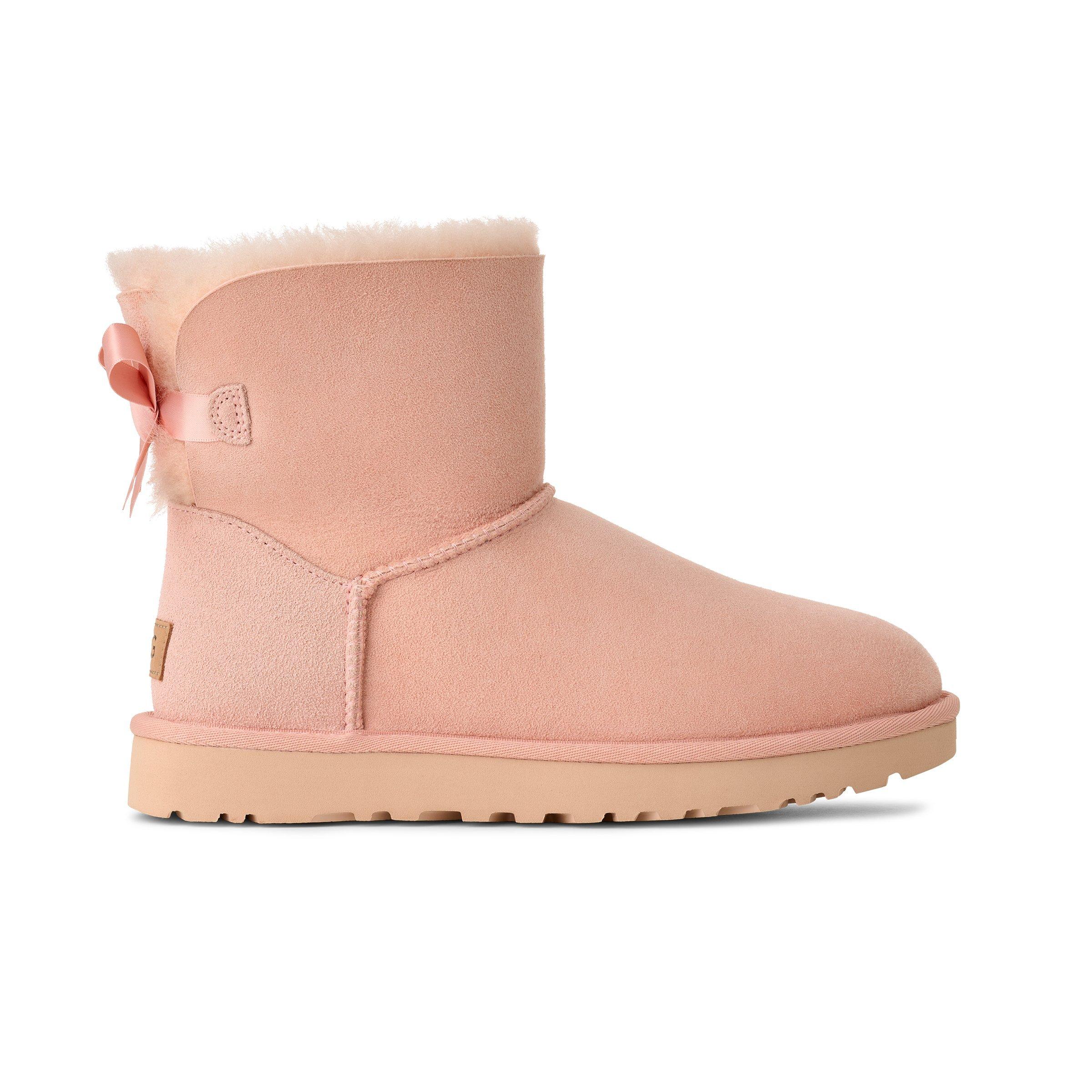 UGG Mini Bailey Bow II "Beige Blush" Women's Boot - LT PINK Thumbnail View 1