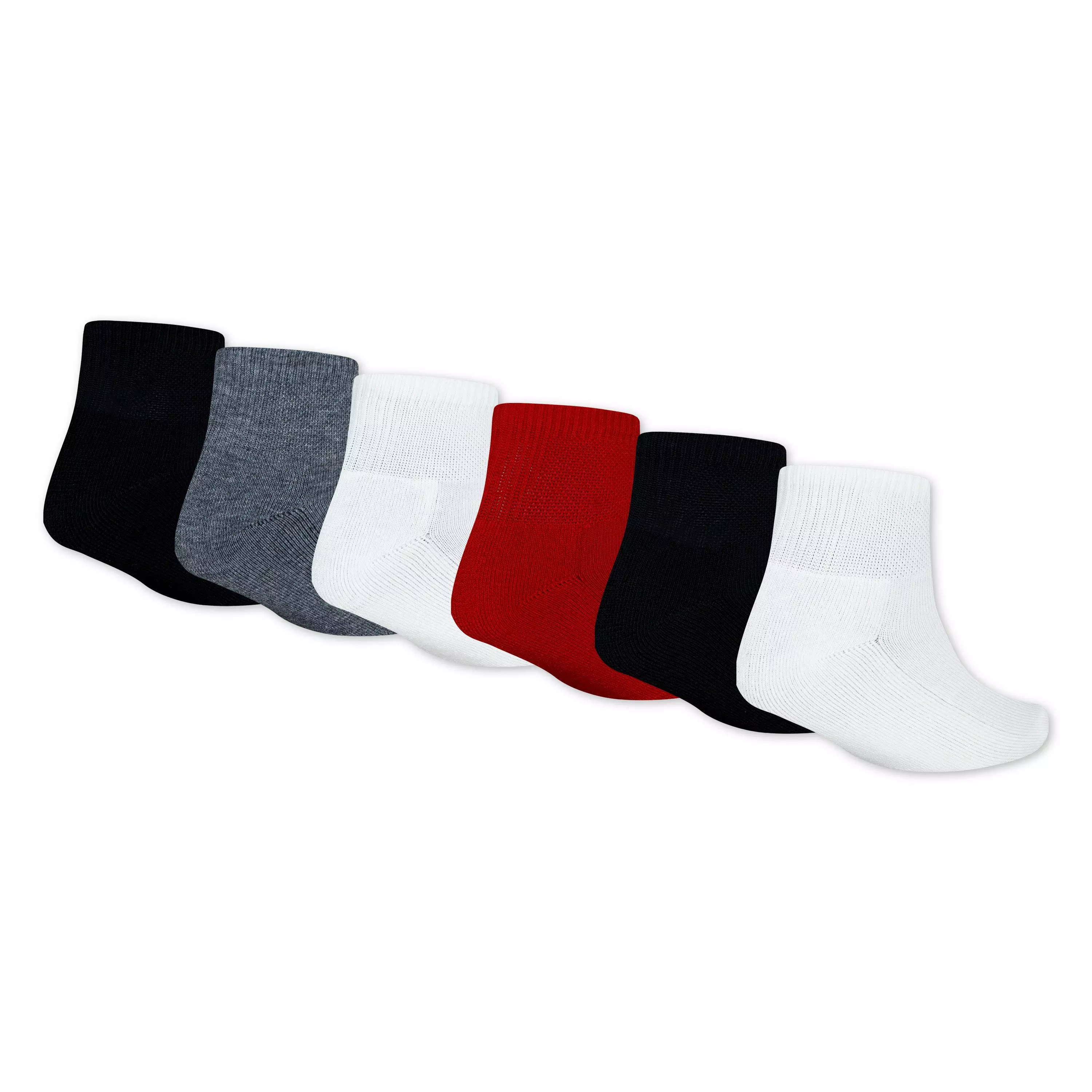 Jordan Big Kids' Everyday Essentials 6-Pack Multi Ankle Socks - BLACK/RED/WHITE