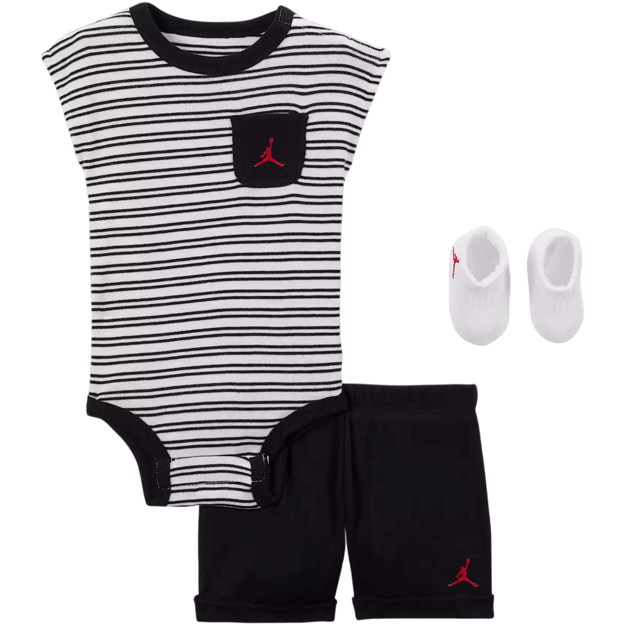 Jordan Infant Girls' Essential Striped 3-Piece Set - Black - BLACK