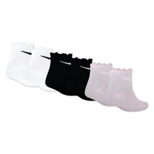 Nike Big Girls' Ruffle 6-Pack Ankle Socks - Black/White/Pink