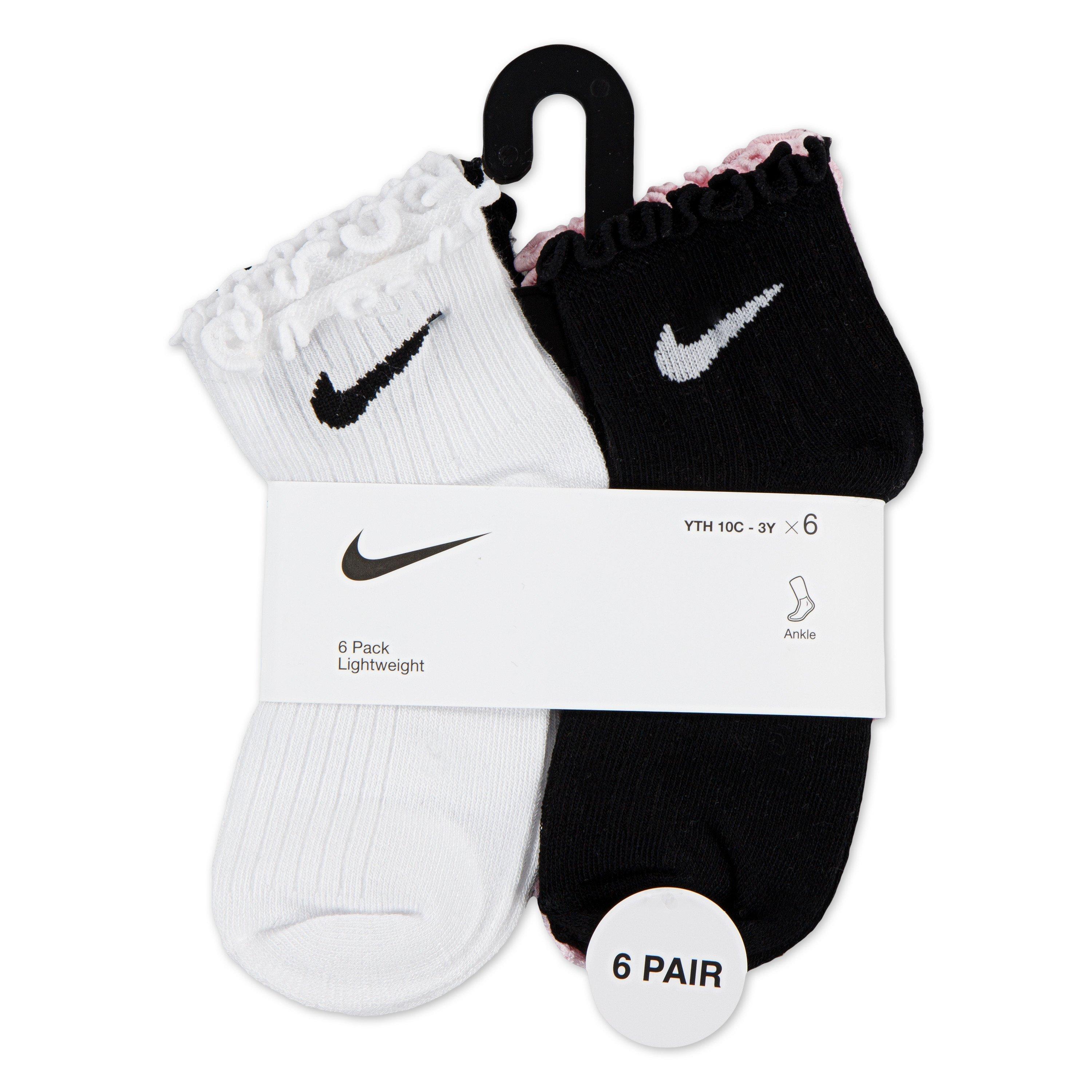 Nike Lettuce 6-Pack Ankle Big Girls' Black/White/Pink Socks