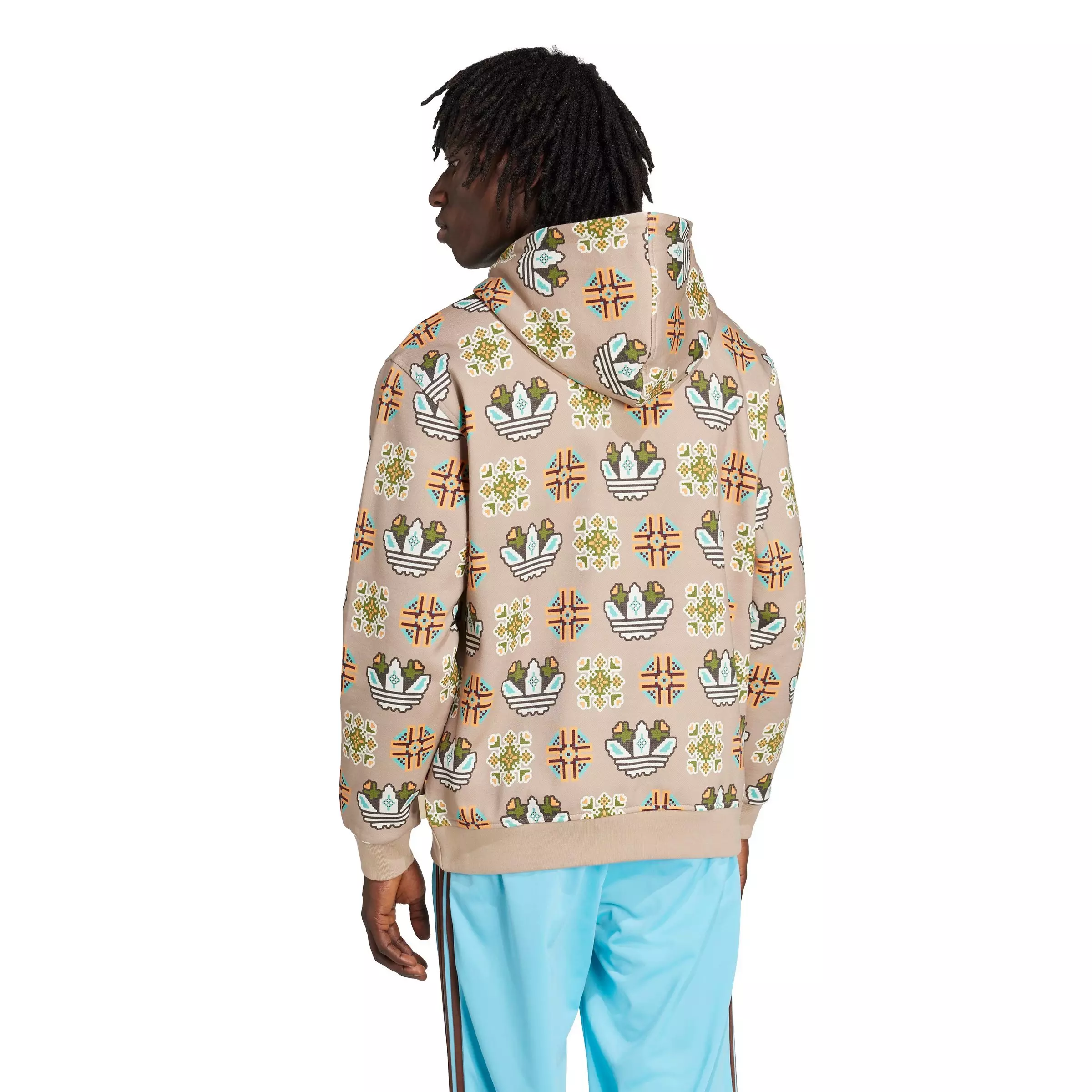 adidas Originals Men's Tile Allover Print Loose Hoodie - KHAKI