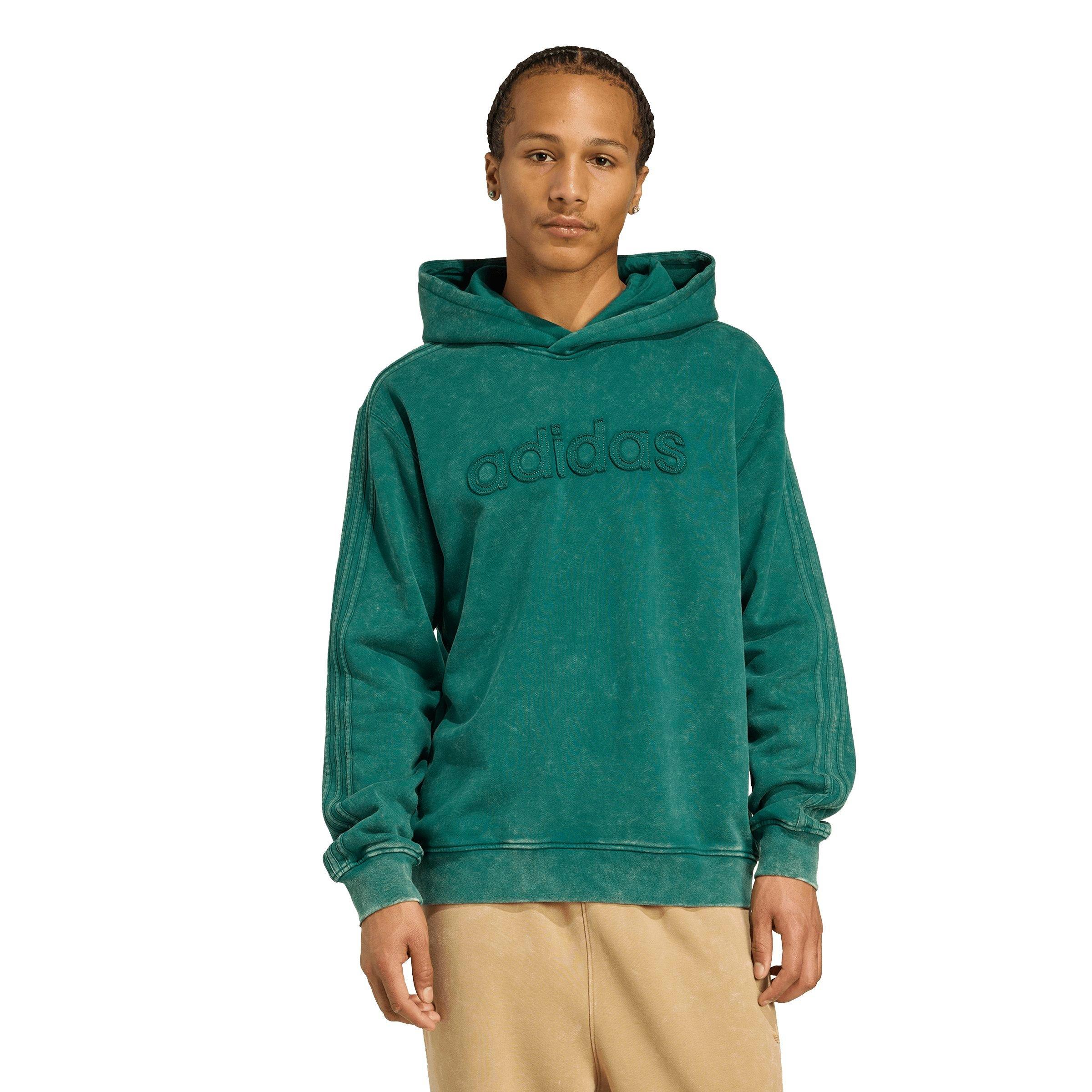 adidas Originals Men's Washed Pullover Hoodie - GREEN Thumbnail View 1