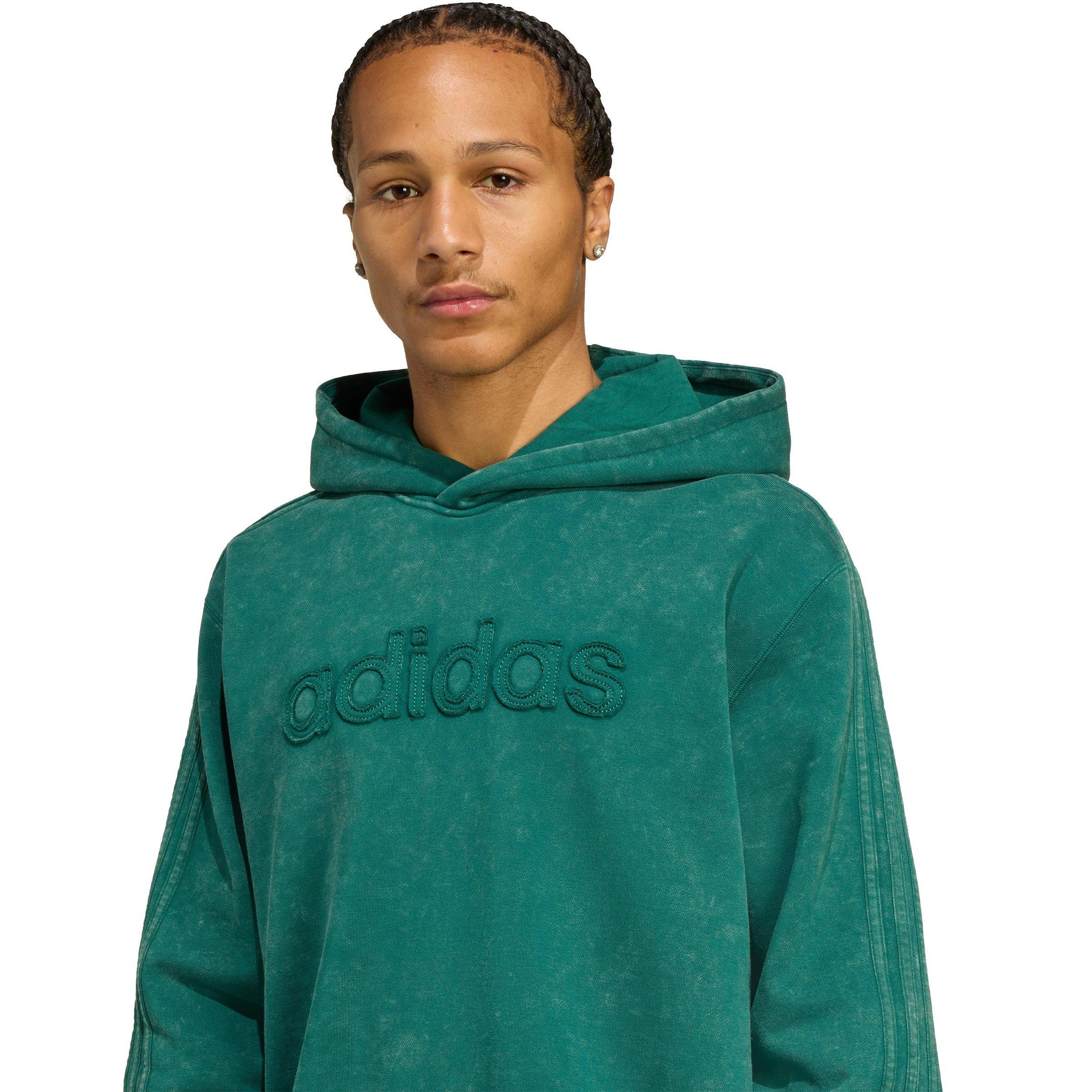 adidas Originals Men's Washed Pullover Hoodie - GREEN Thumbnail View 4