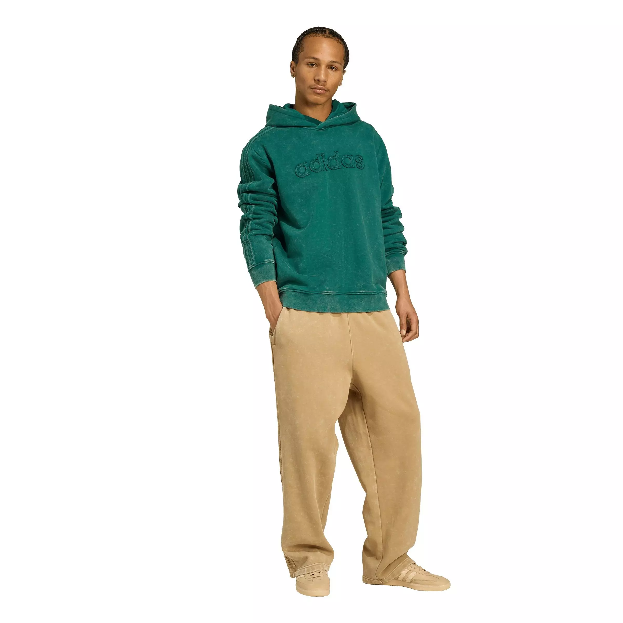 adidas Originals Men's Washed Pullover Hoodie - GREEN