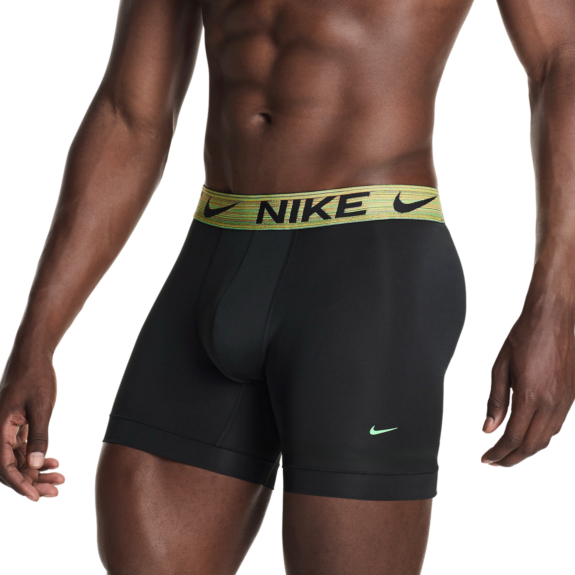Nike Men's Essential Micro&nbsp;Dri-FIT&nbsp;Underwear-3PK - BLACK/GREEN Thumbnail View 3