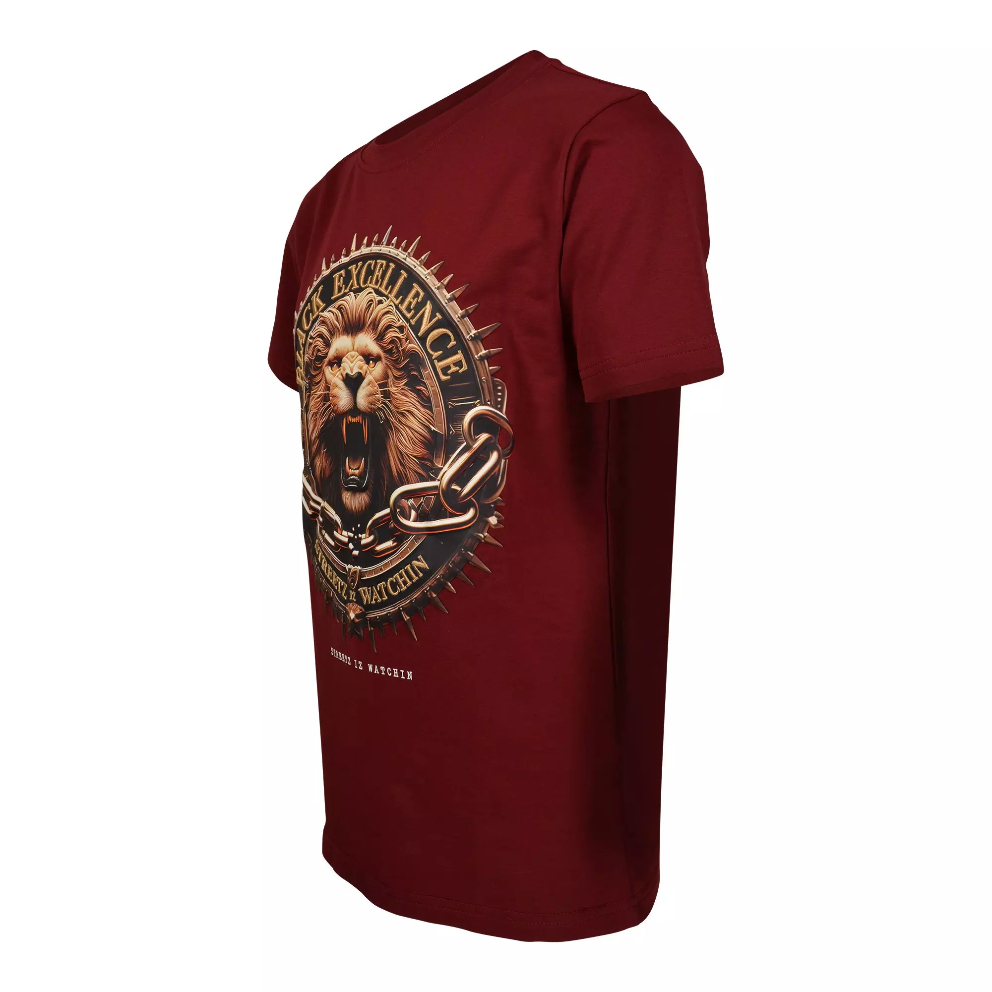 Streetz Iz Watchin Big Boys' Black Excellence Lion Tee - BURGUNDY