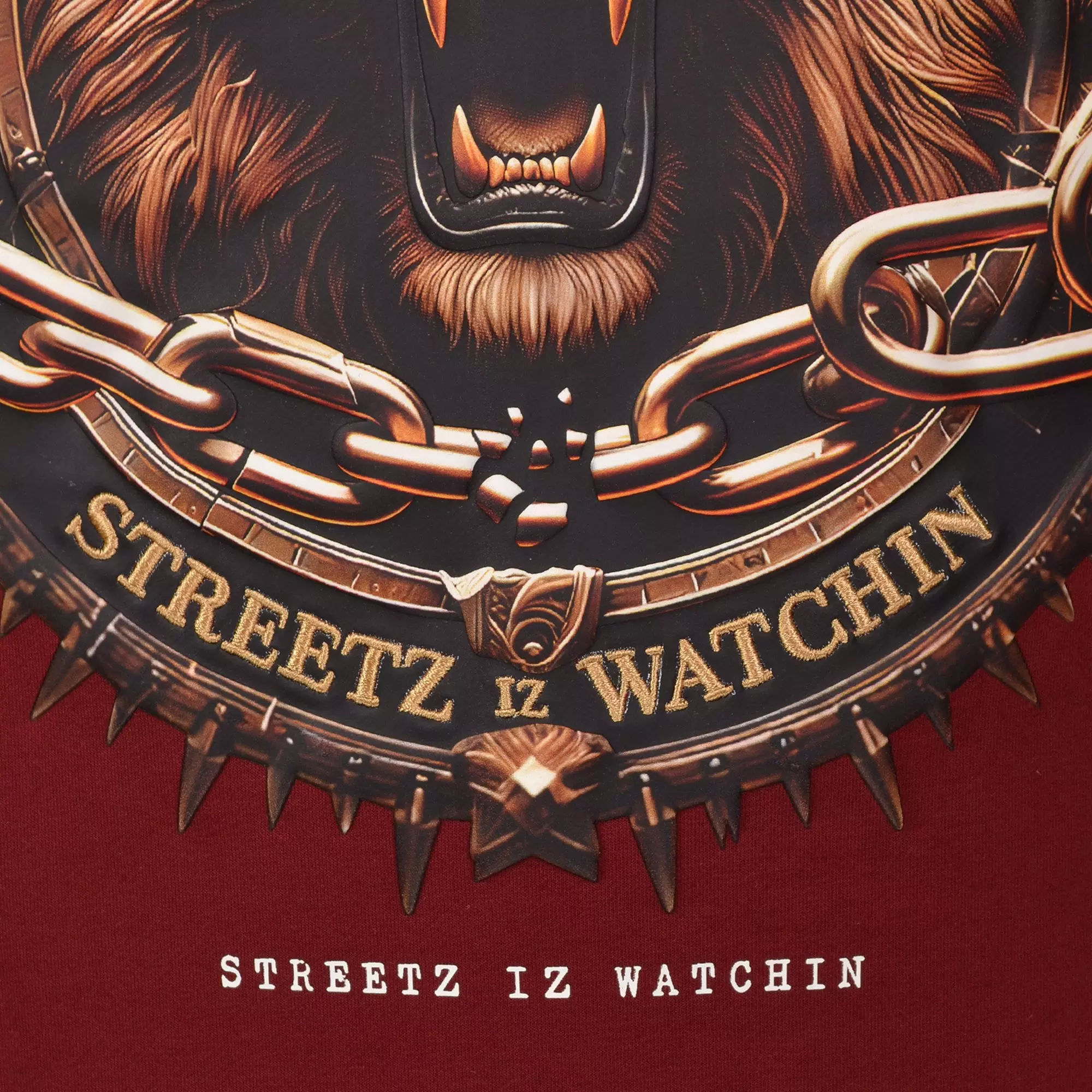 Streetz Iz Watchin Big Boys' Black Excellence Lion Tee - BURGUNDY
