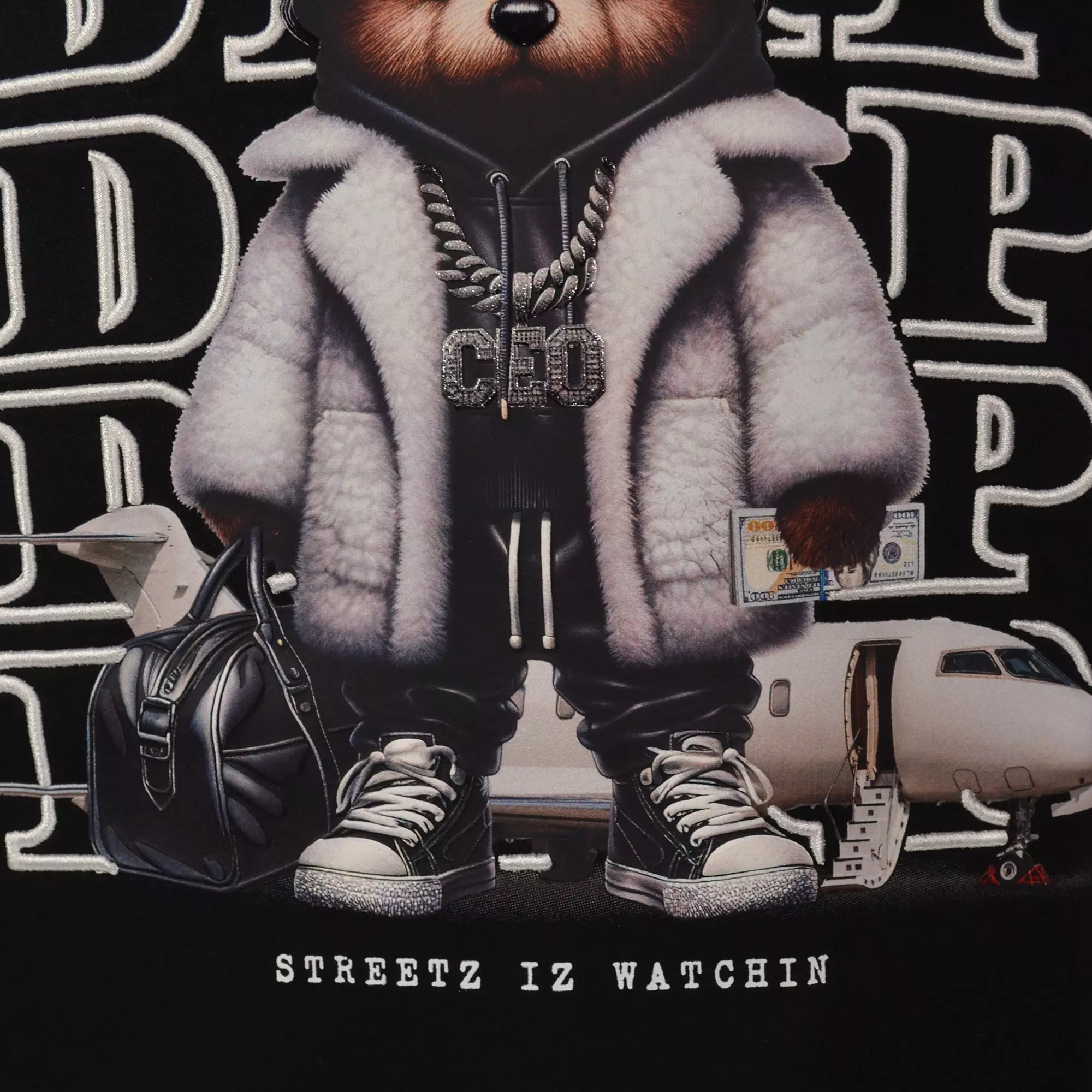 Streetz Iz Watchin Big Boys' Drip Bear Tee - BLACK